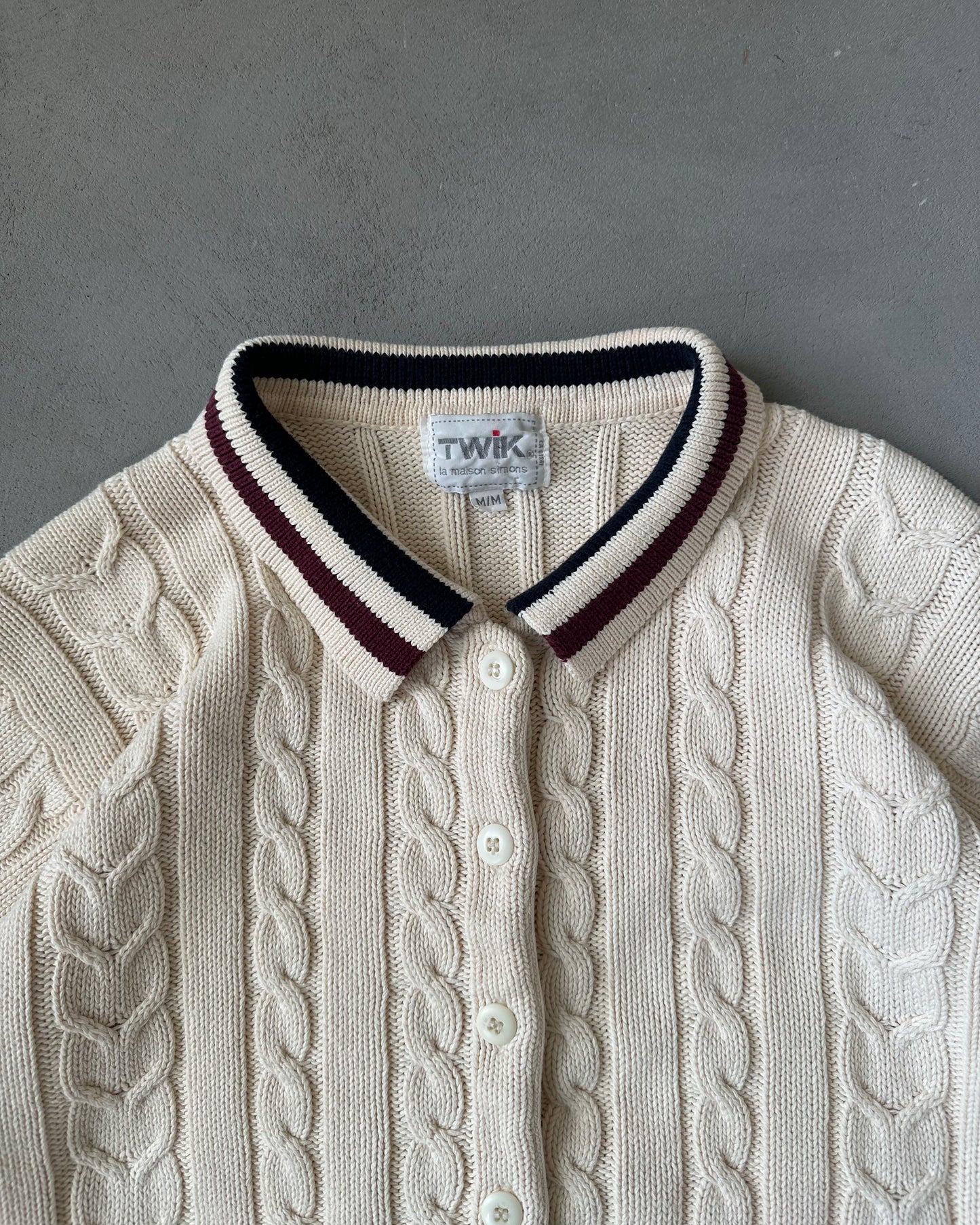 1990s - Cream Women's Knit Polo - (W)M