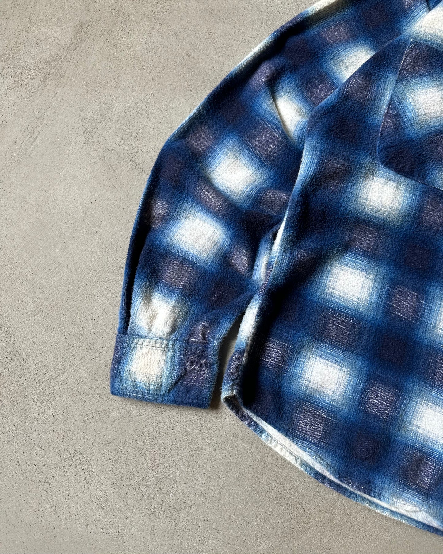 1970s - Blue/White Envoy Shadow Plaid Flannel - S