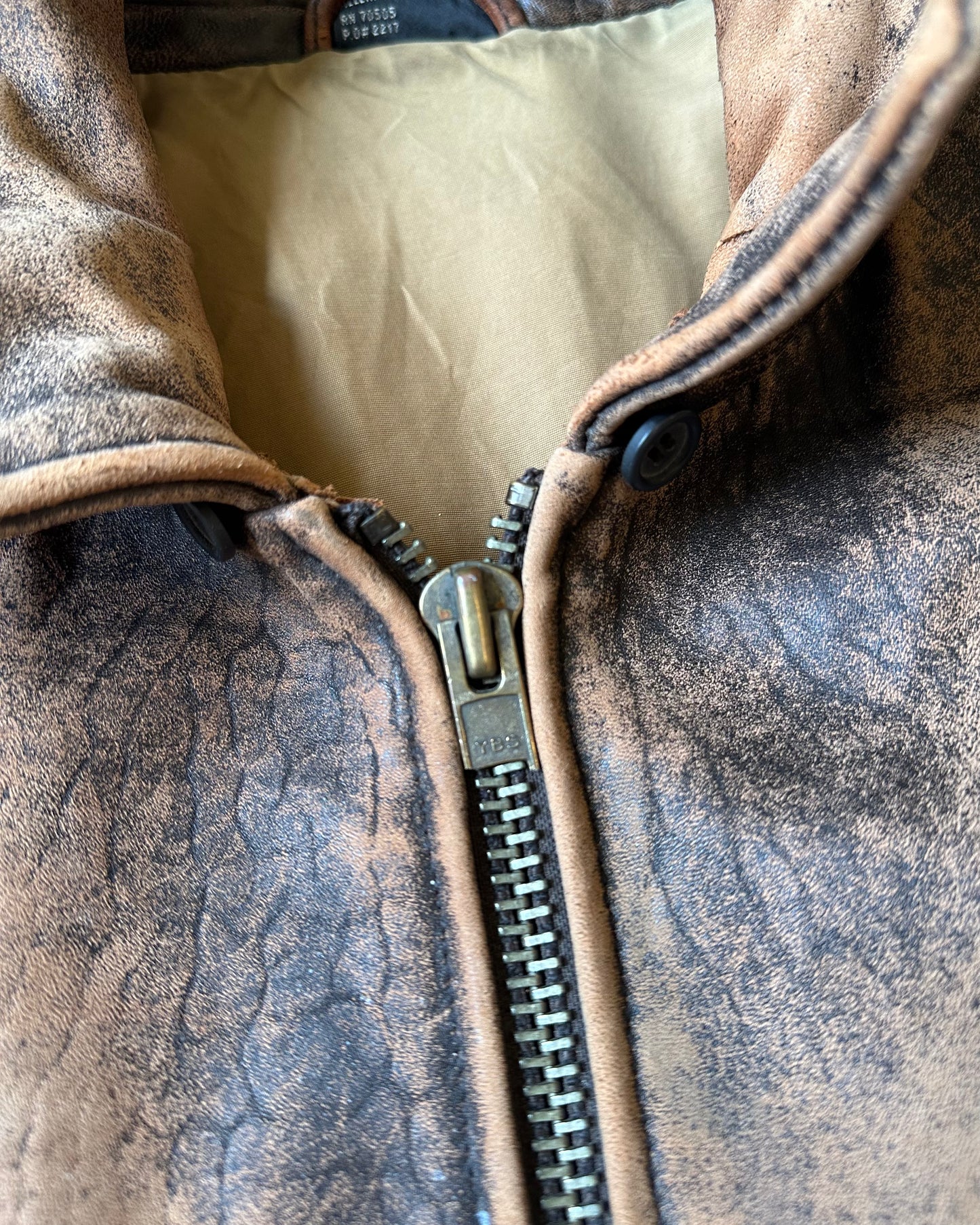 1990s - Distressed Brown Aviator Leather Jacket - XL