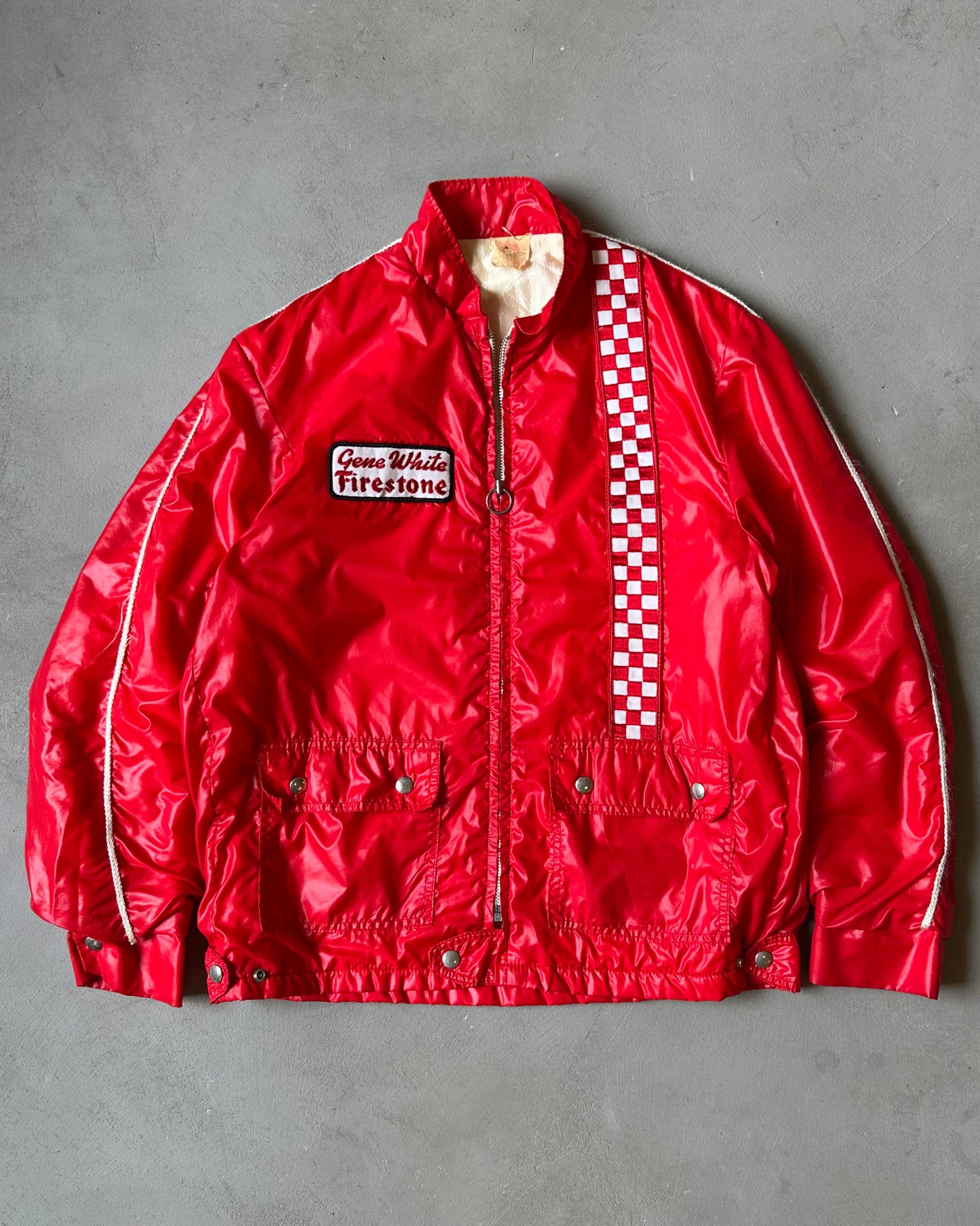 1970s - Red Firestone Racing Nylon Jacket - M