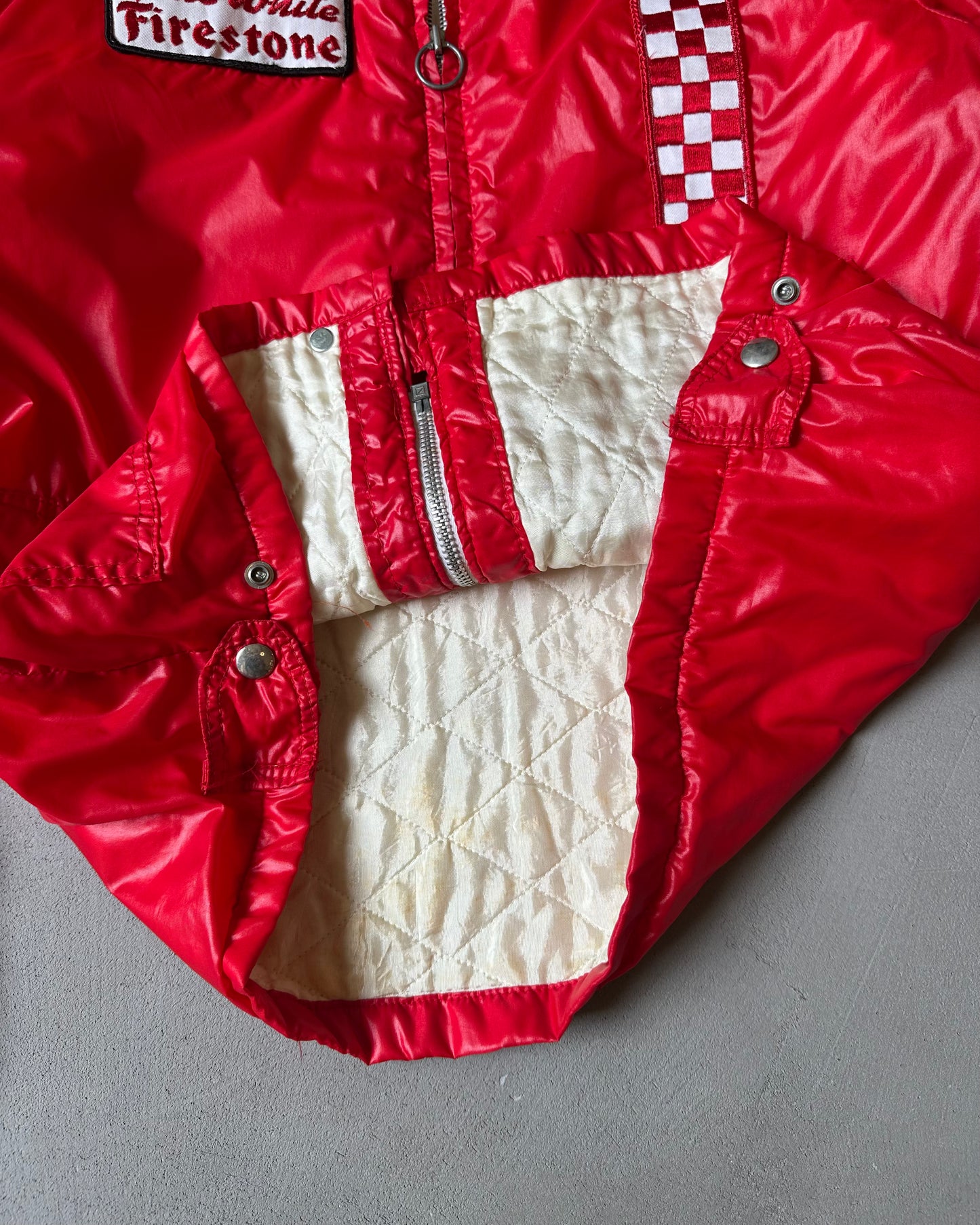 1970s - Red Firestone Racing Nylon Jacket - M