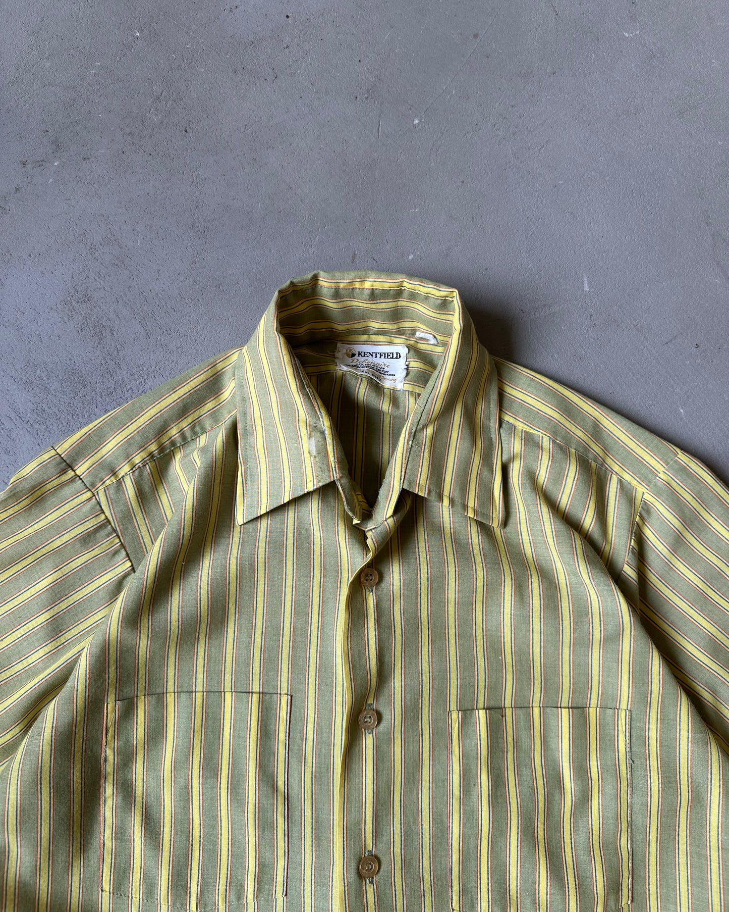 1960s - Green/Yellow Kentfield Striped Shirt - M/L