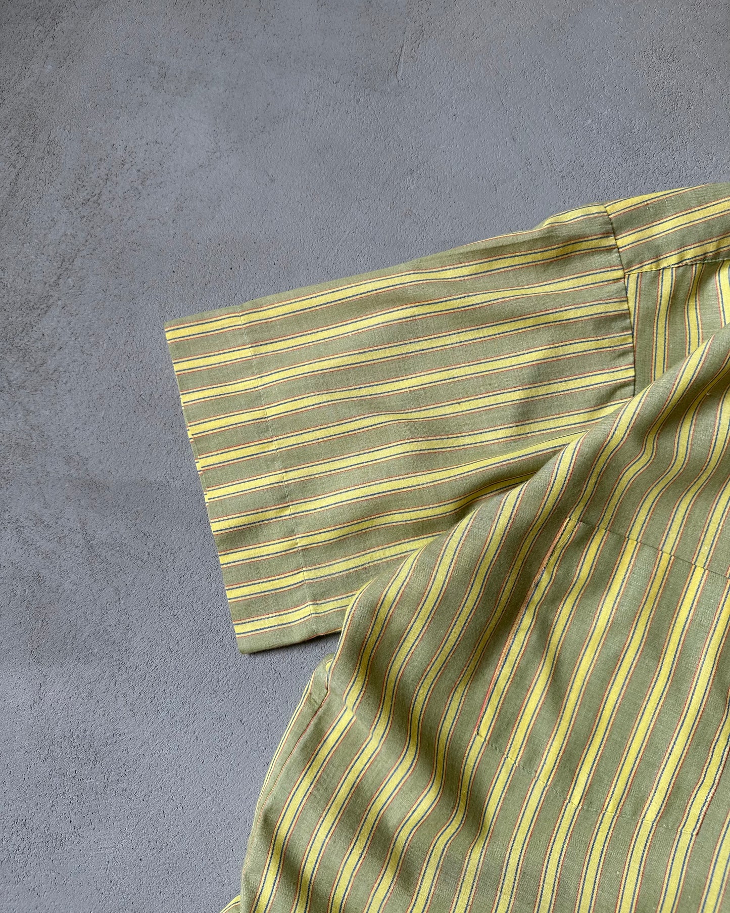 1960s - Green/Yellow Kentfield Striped Shirt - M/L