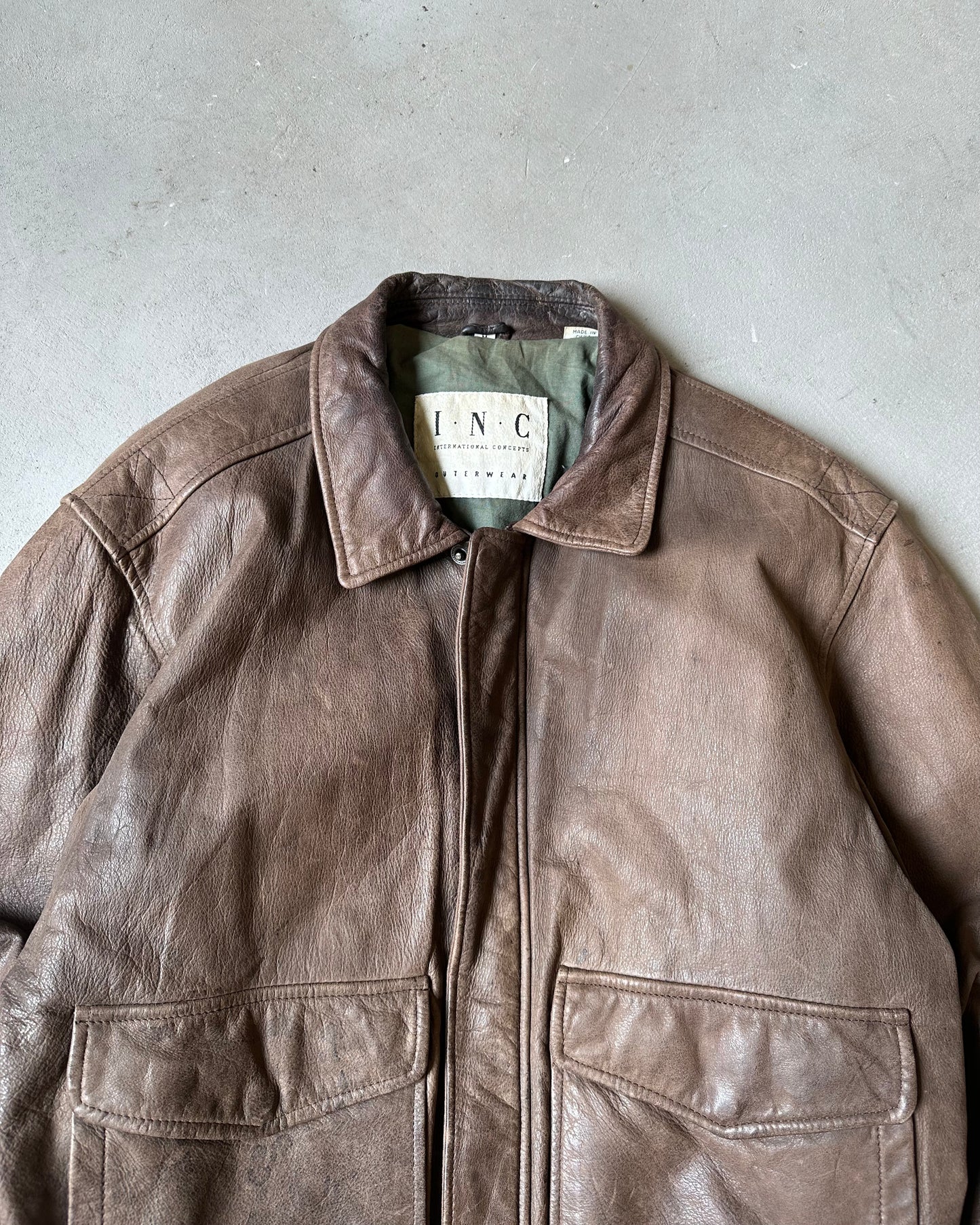 1980s - Brown Aviator Leather Jacket - M
