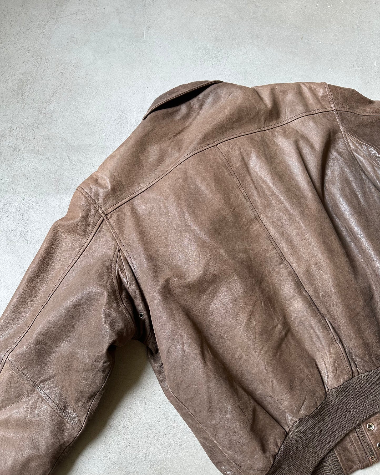 1980s - Brown Aviator Leather Jacket - M