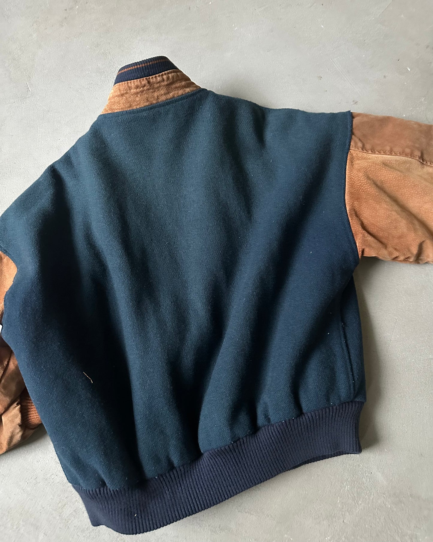 1990s - Navy/Brown Xerox Varsity Jacket - M