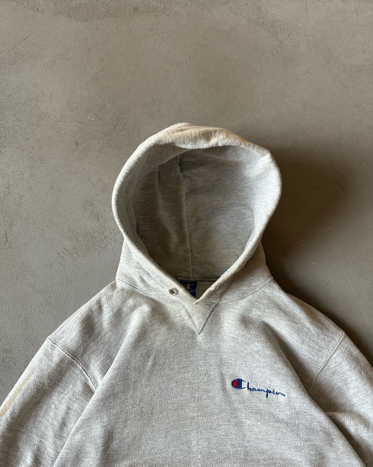 1990s - Ash Grey Champion Hoodie - S