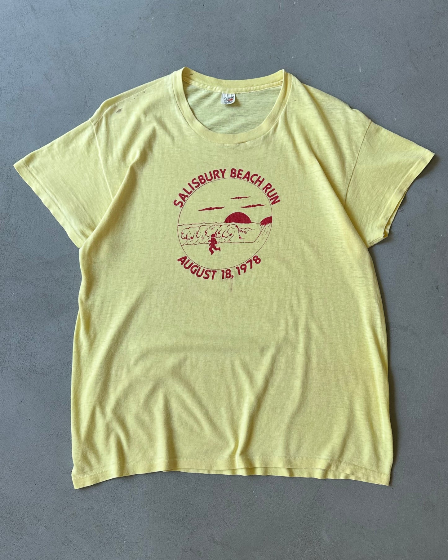 1970s - Baby Yellow Beach Run T-Shirt - L