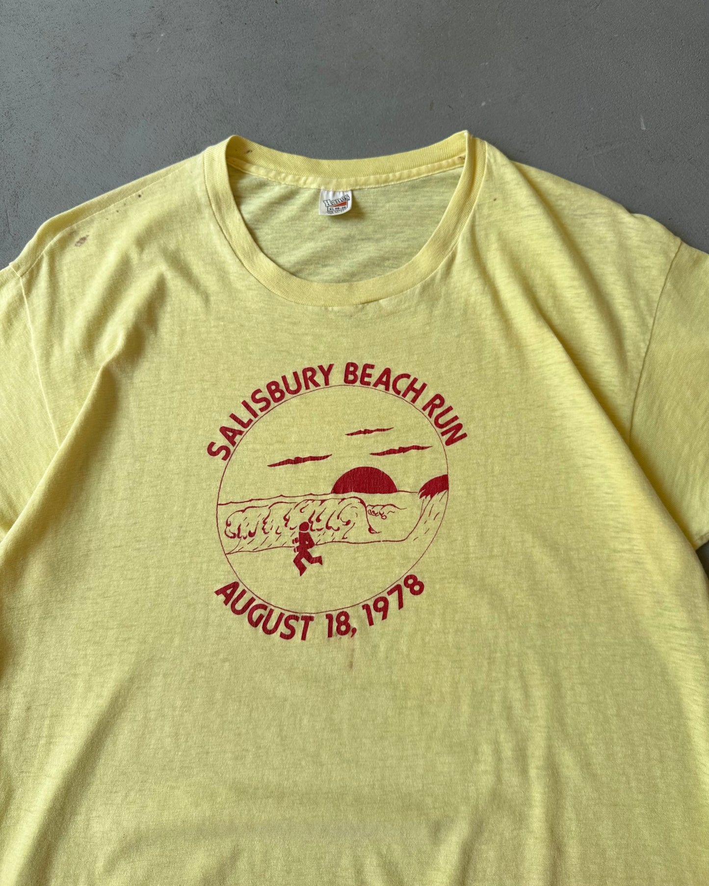 1970s - Baby Yellow Beach Run T-Shirt - L
