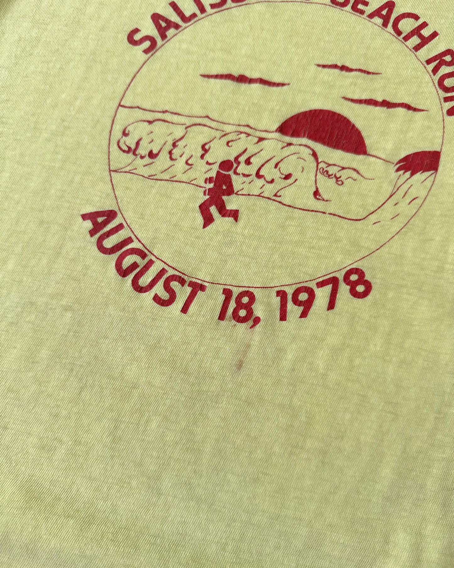 1970s - Baby Yellow Beach Run T-Shirt - L