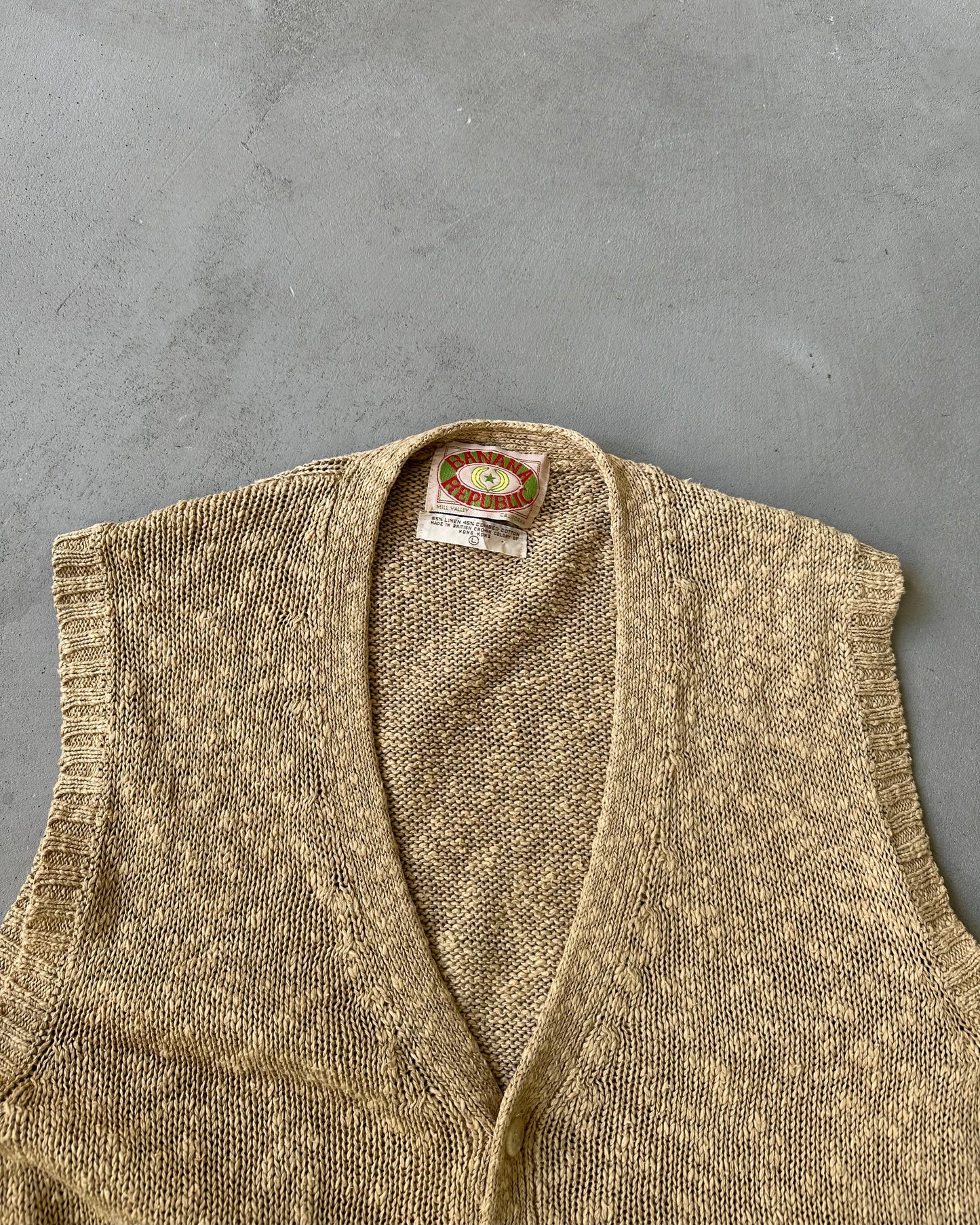 1990s - Camel Banana Republic Sweater Vest - M
