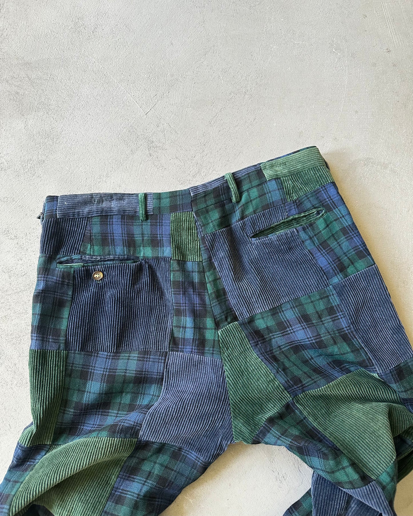 Années 80 - Pantalon vert en patchwork Brooks Brothers - 36x29