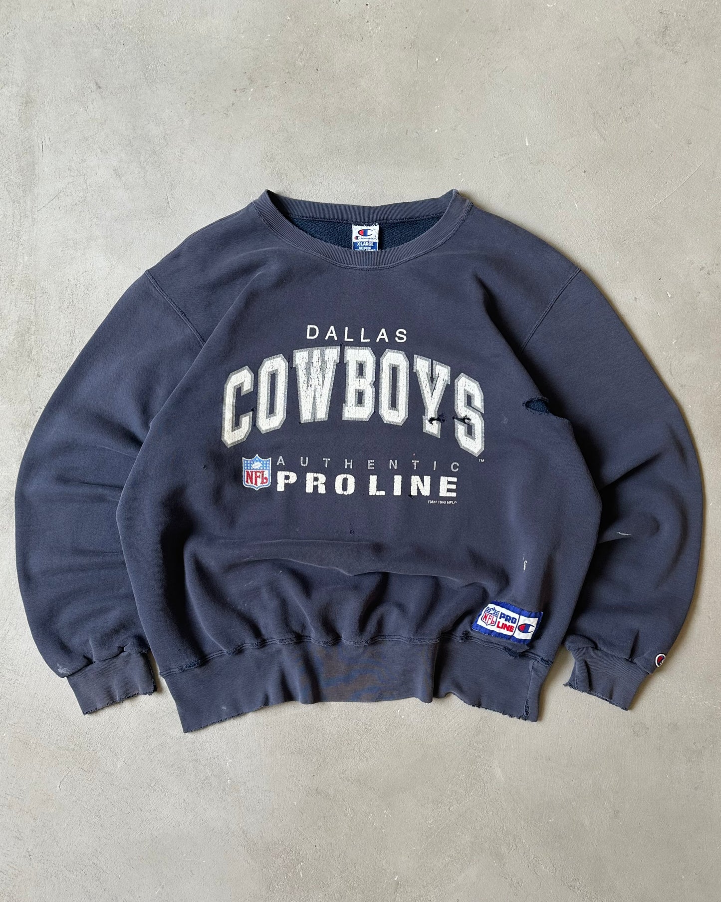 1990s - Distressed Navy Dallas Cowboys Crewneck - XL
