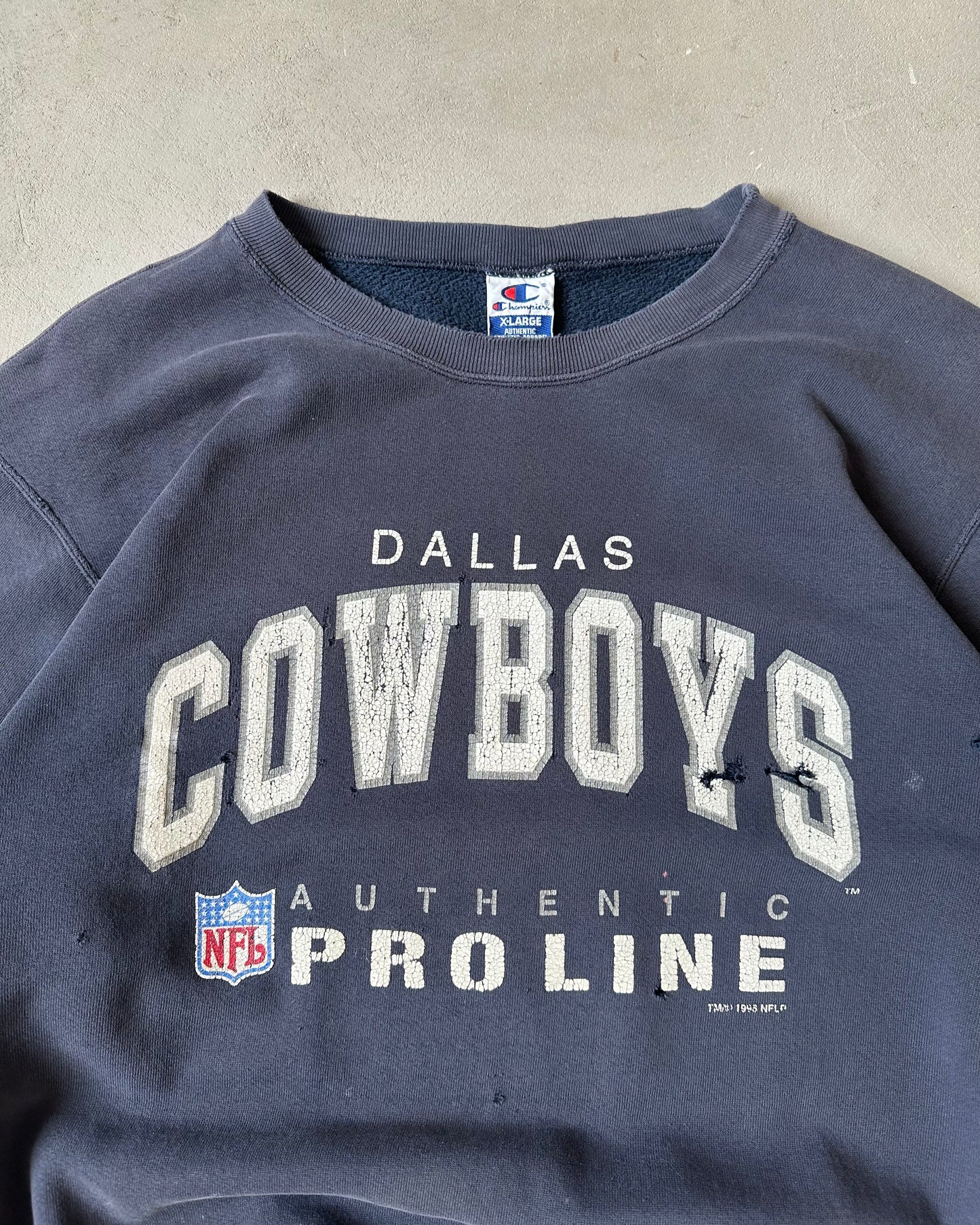 1990s - Distressed Navy Dallas Cowboys Crewneck - XL
