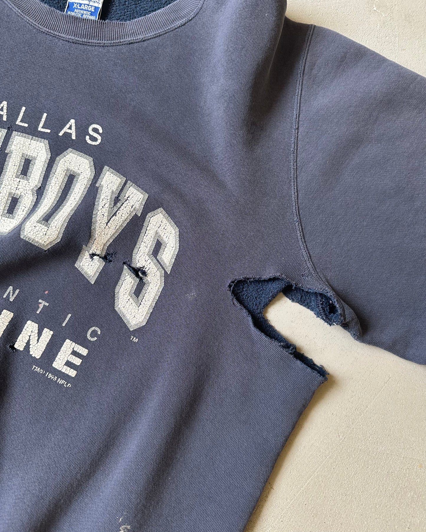 1990s - Distressed Navy Dallas Cowboys Crewneck - XL