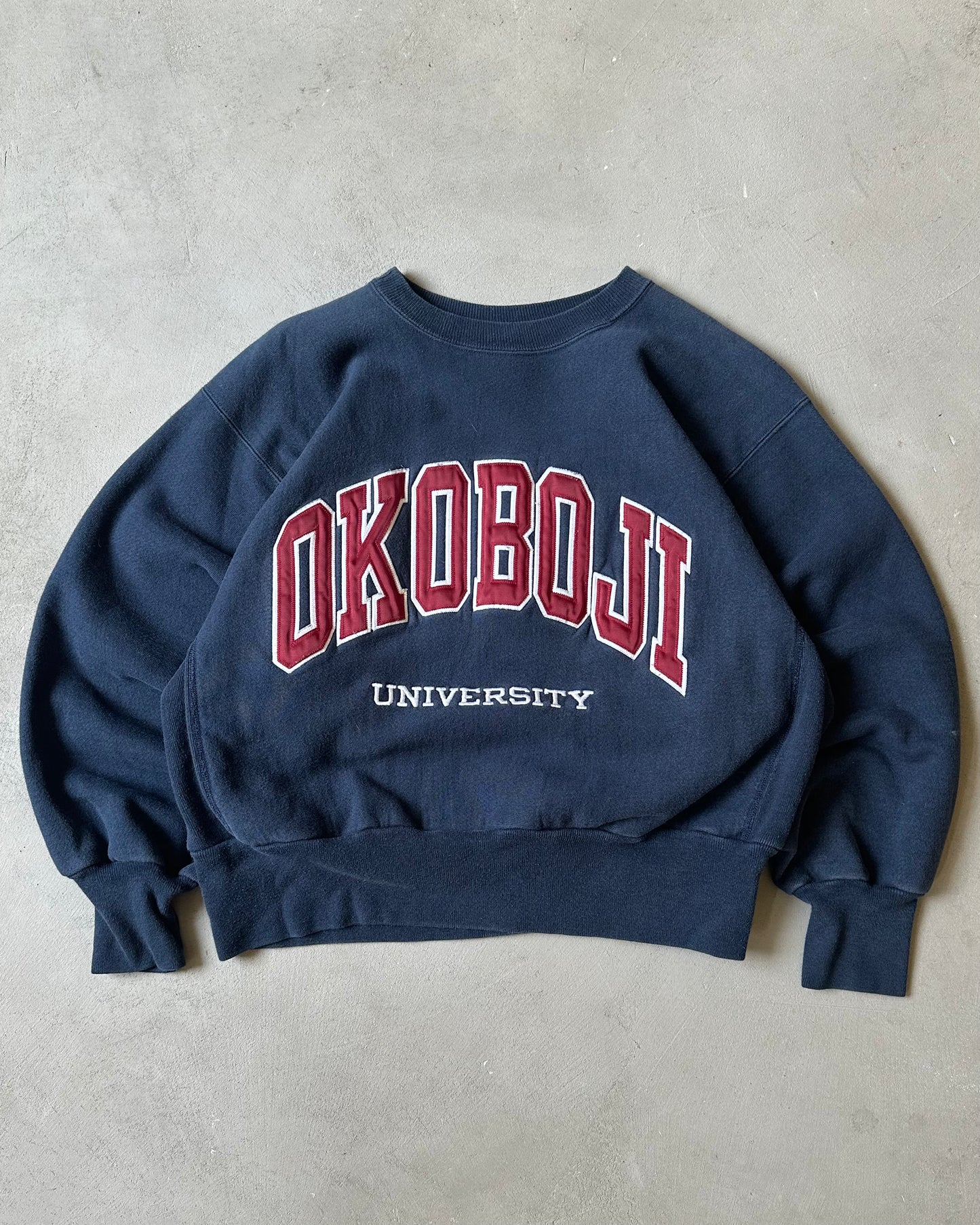 1990s - Navy Okoboji Champion RW Cropped Crewneck - M