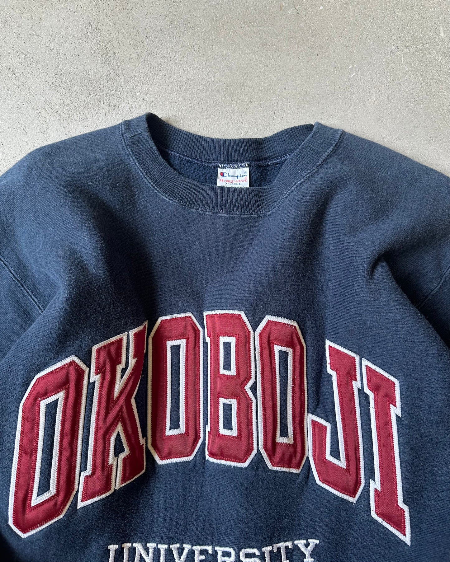 1990s - Navy Okoboji Champion RW Cropped Crewneck - M