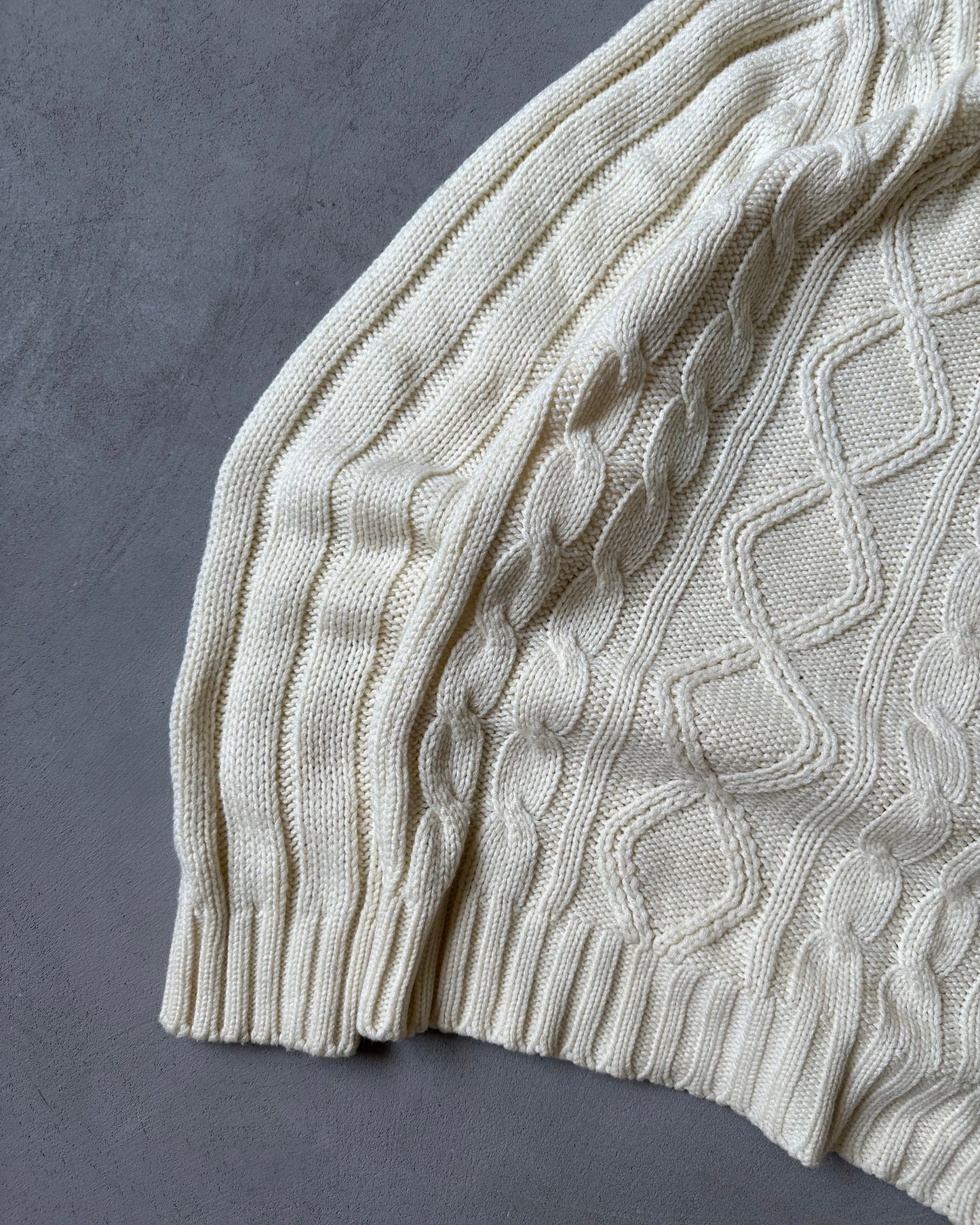 1980s - Cream Cableknit Sweater - L