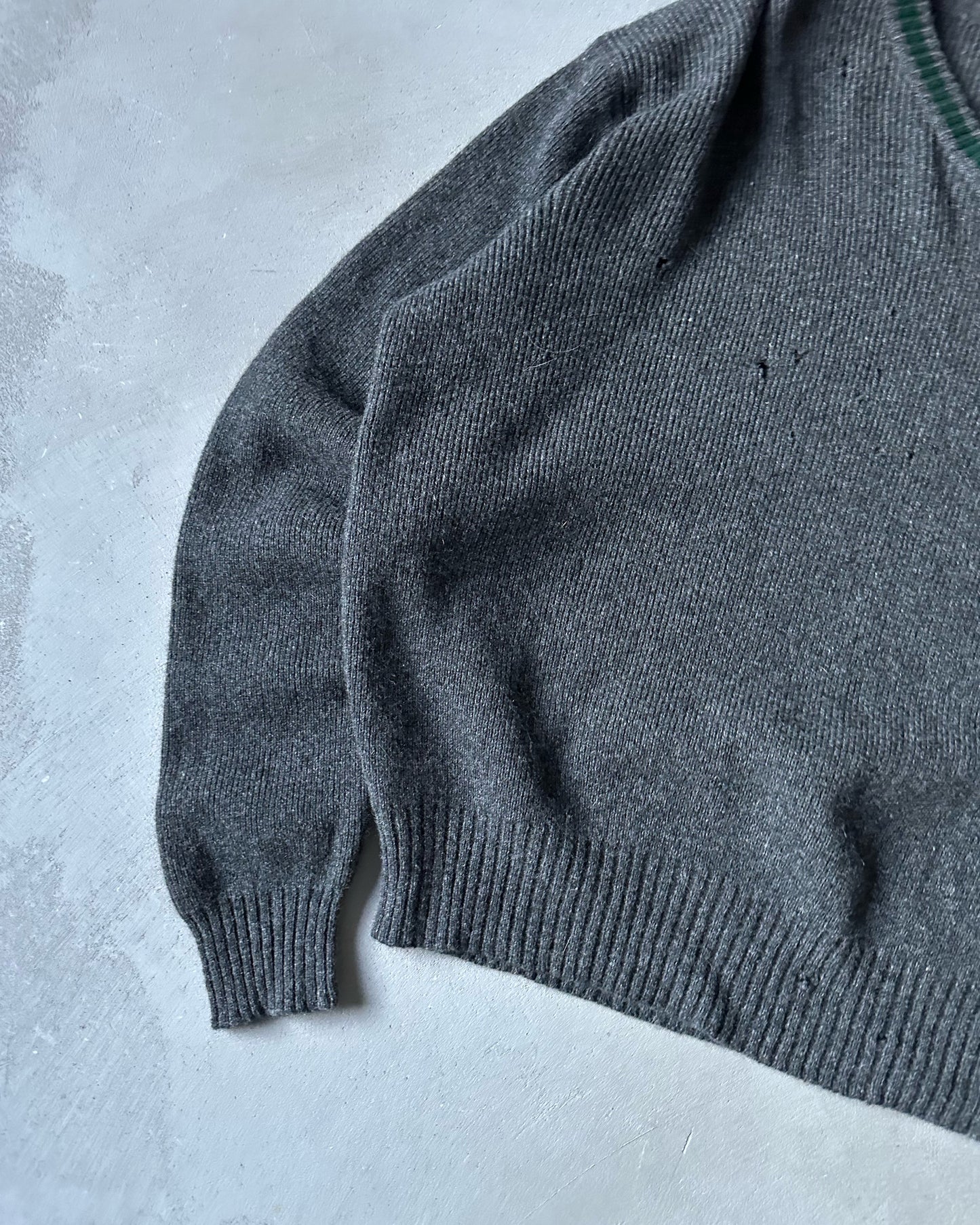 1990s - Distressed Charcoal Polo RL Golf Sweater - XL