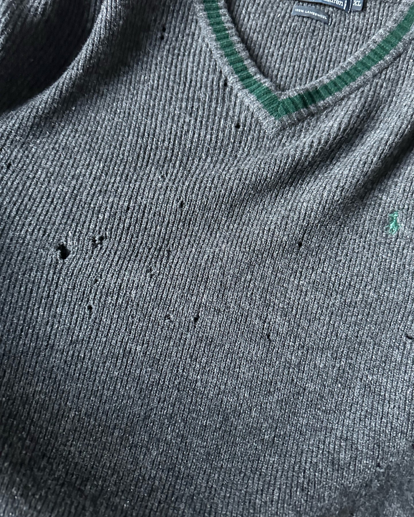 1990s - Distressed Charcoal Polo RL Golf Sweater - XL
