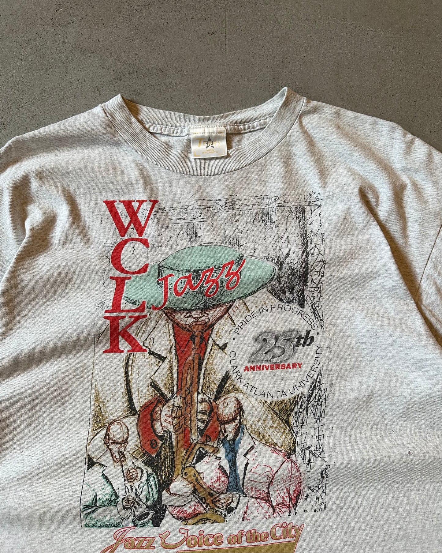 1990s - Distressed Ash Grey JAZZ T-Shirt - XL