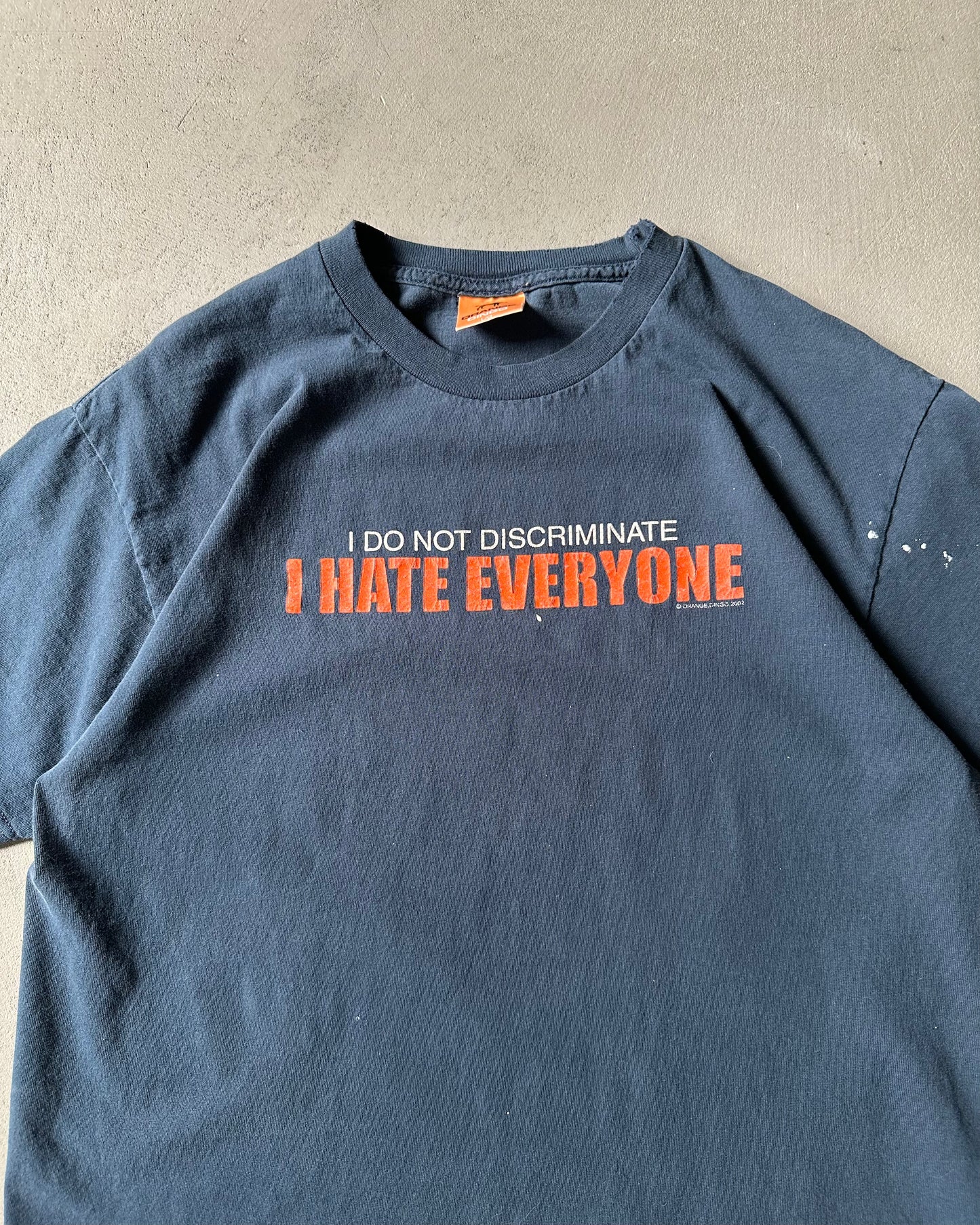 Années 2000 - T-shirt bleu marine délavé "Hate Everyone" - Taille M