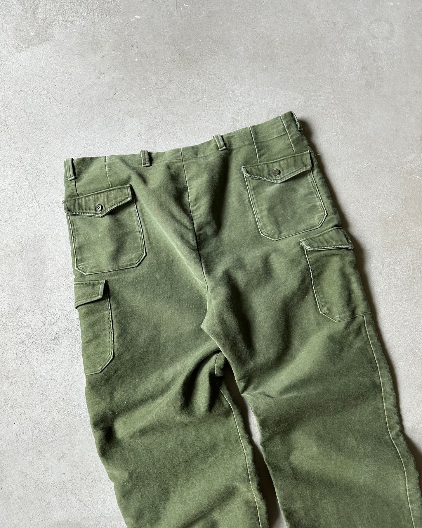 Années 80 - Pantalon cargo vert en moleskine européenne - 42x29