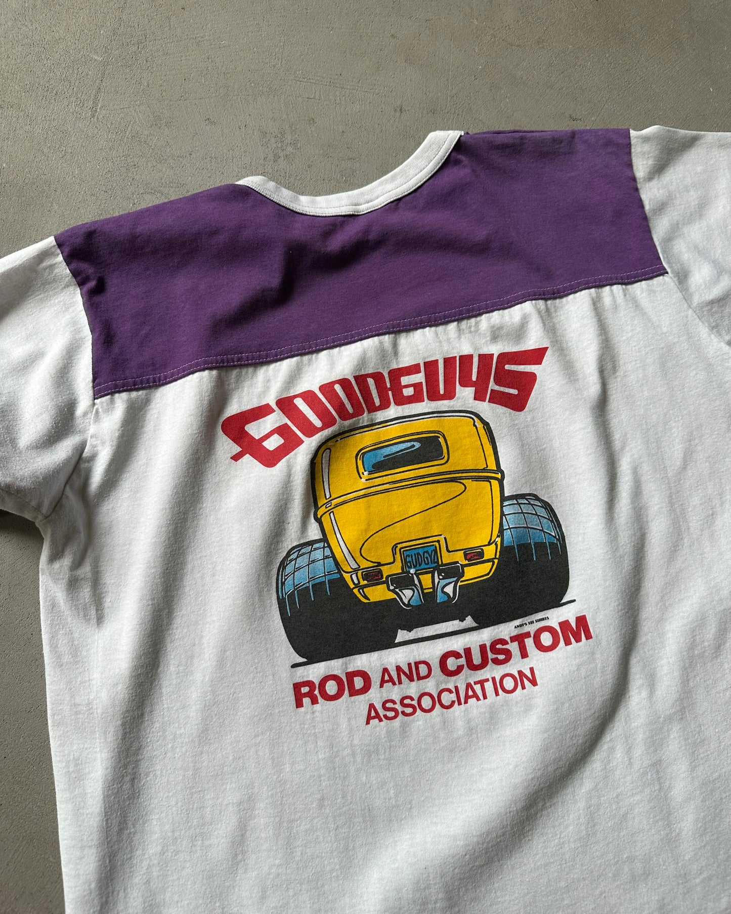 Années 90 - T-shirt Hot Rod Blanc/Violet - XL