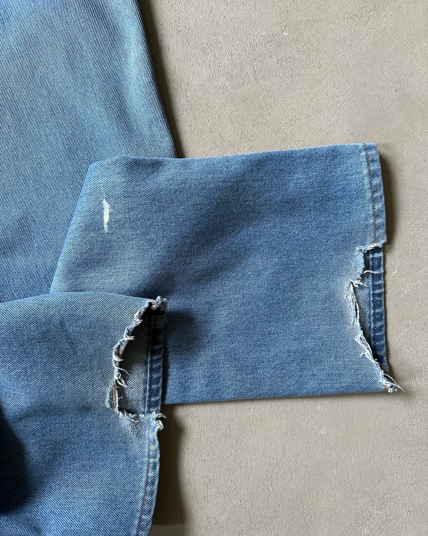 Années 80 - Jean bootcut uni délavé à poches plates - 32x30