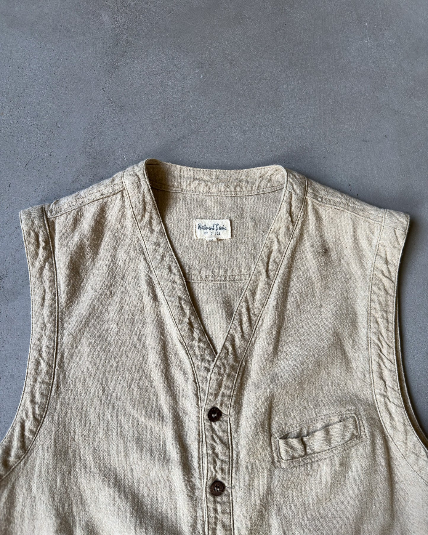 2000s - Beige Linen Vest - M