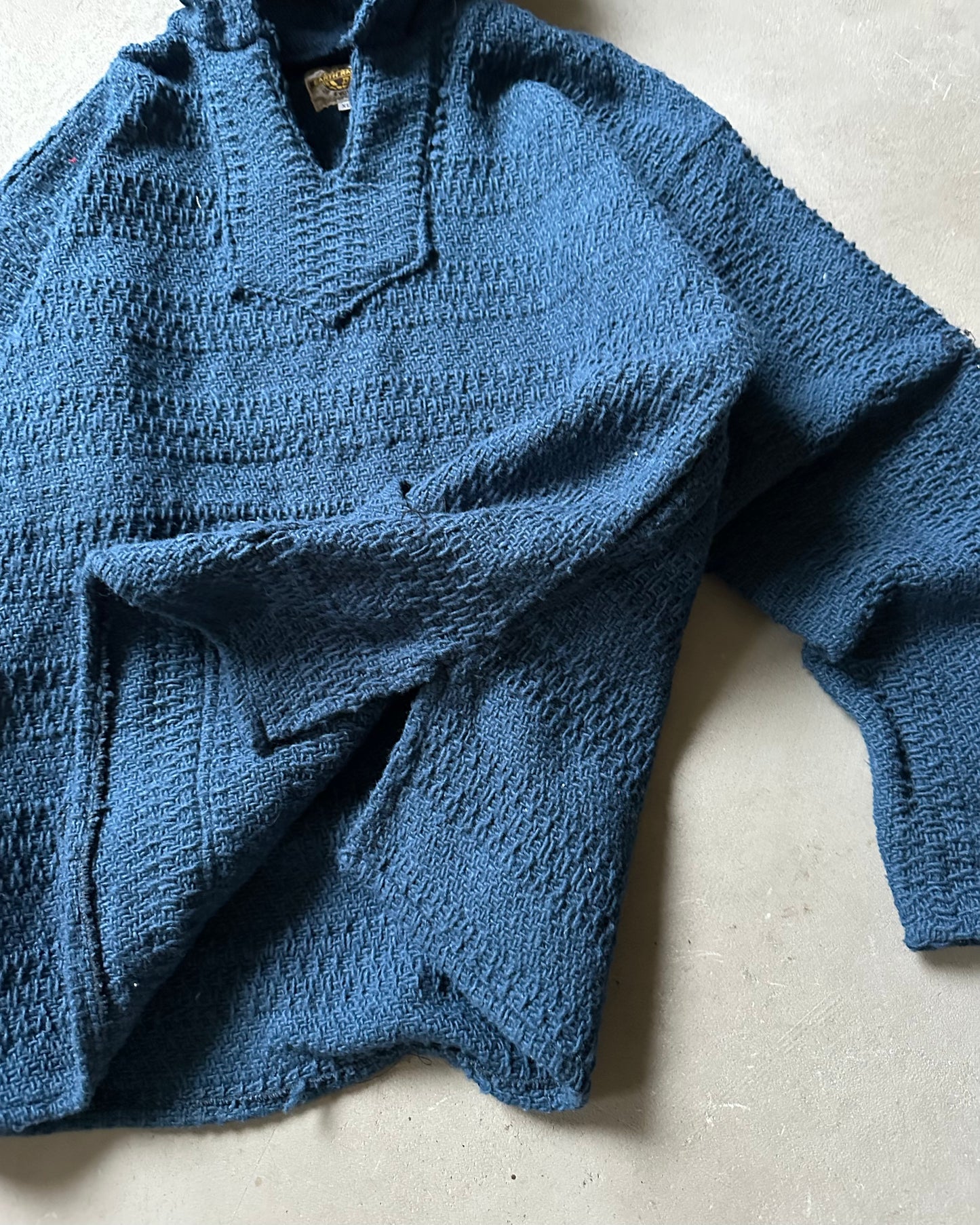1990s - Blue Hooded Sweater - XL