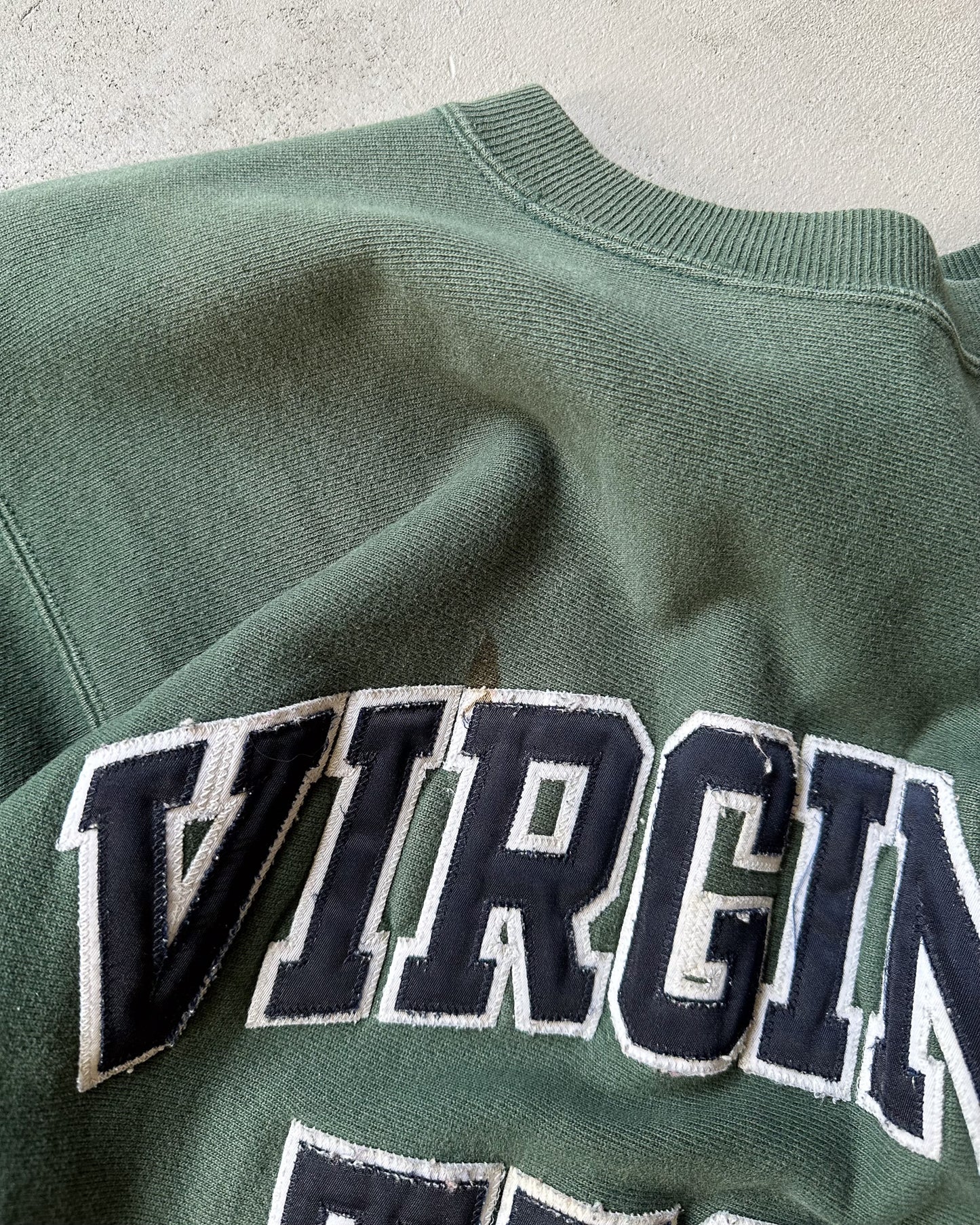 1990s - Distressed Green VT Champion RW Crewneck - XL