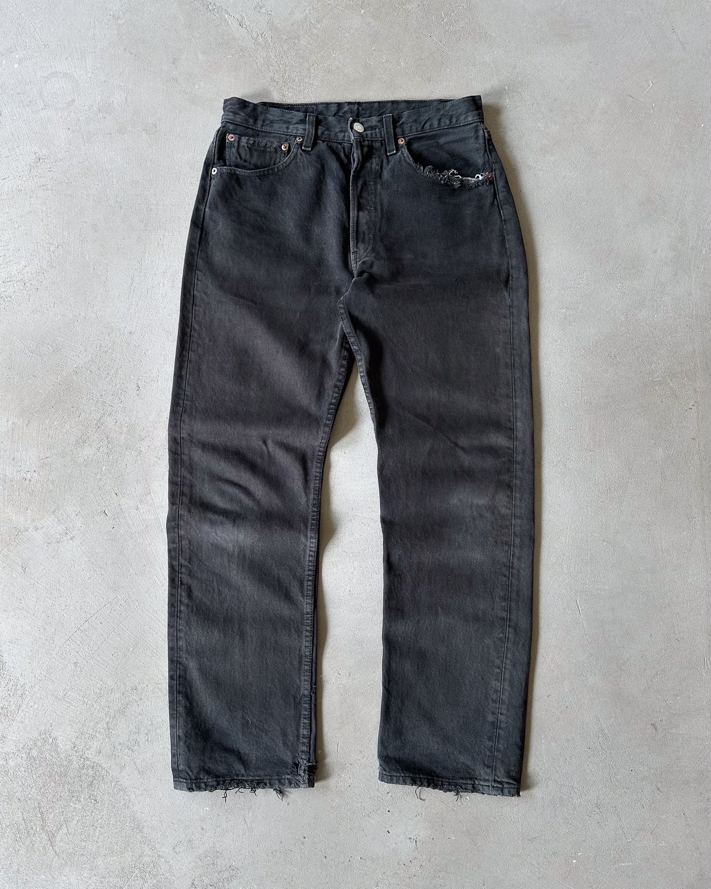 1990s - Distressed Black 501 Levi's Jeans - 30x30