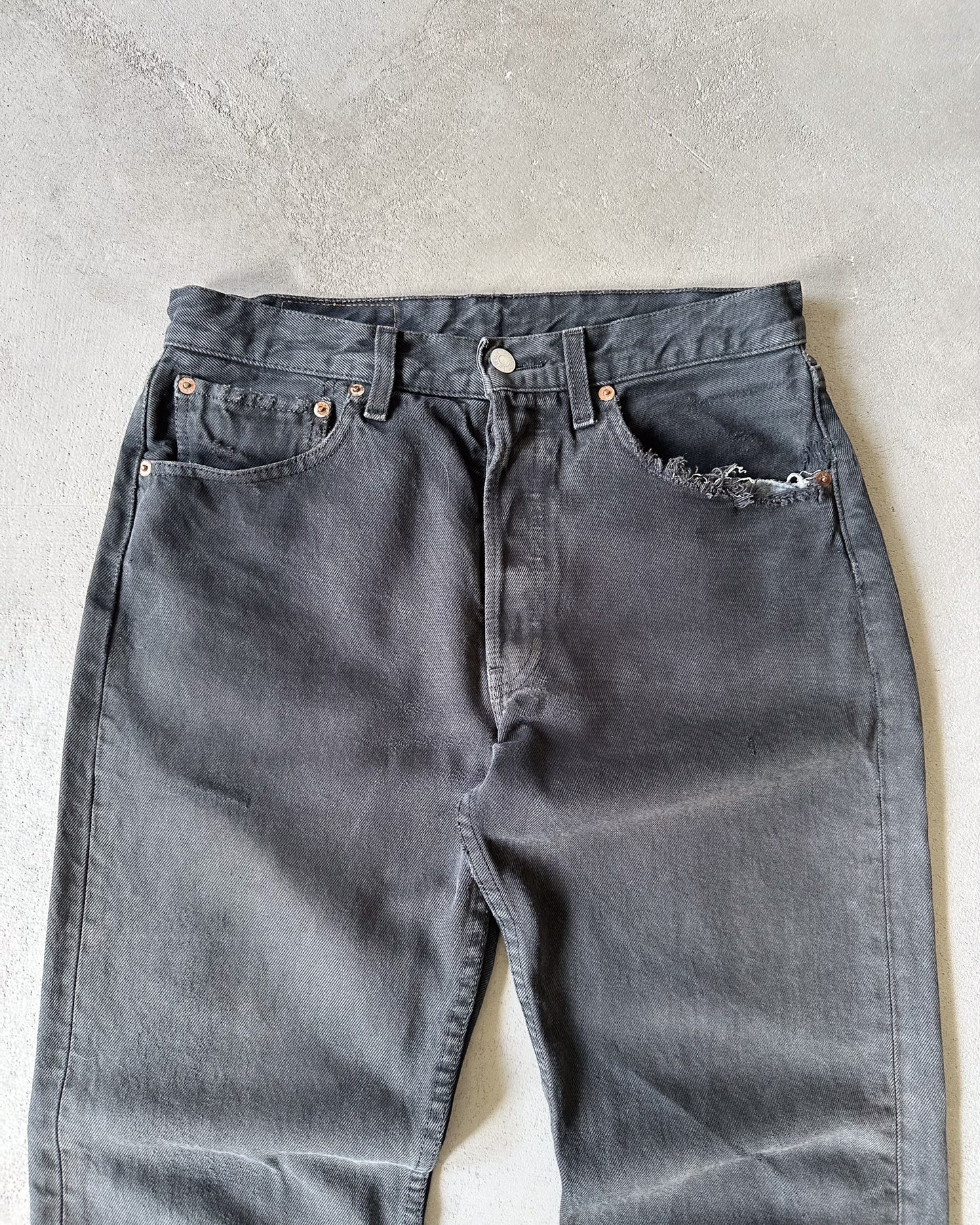 1990s - Distressed Black 501 Levi's Jeans - 30x30