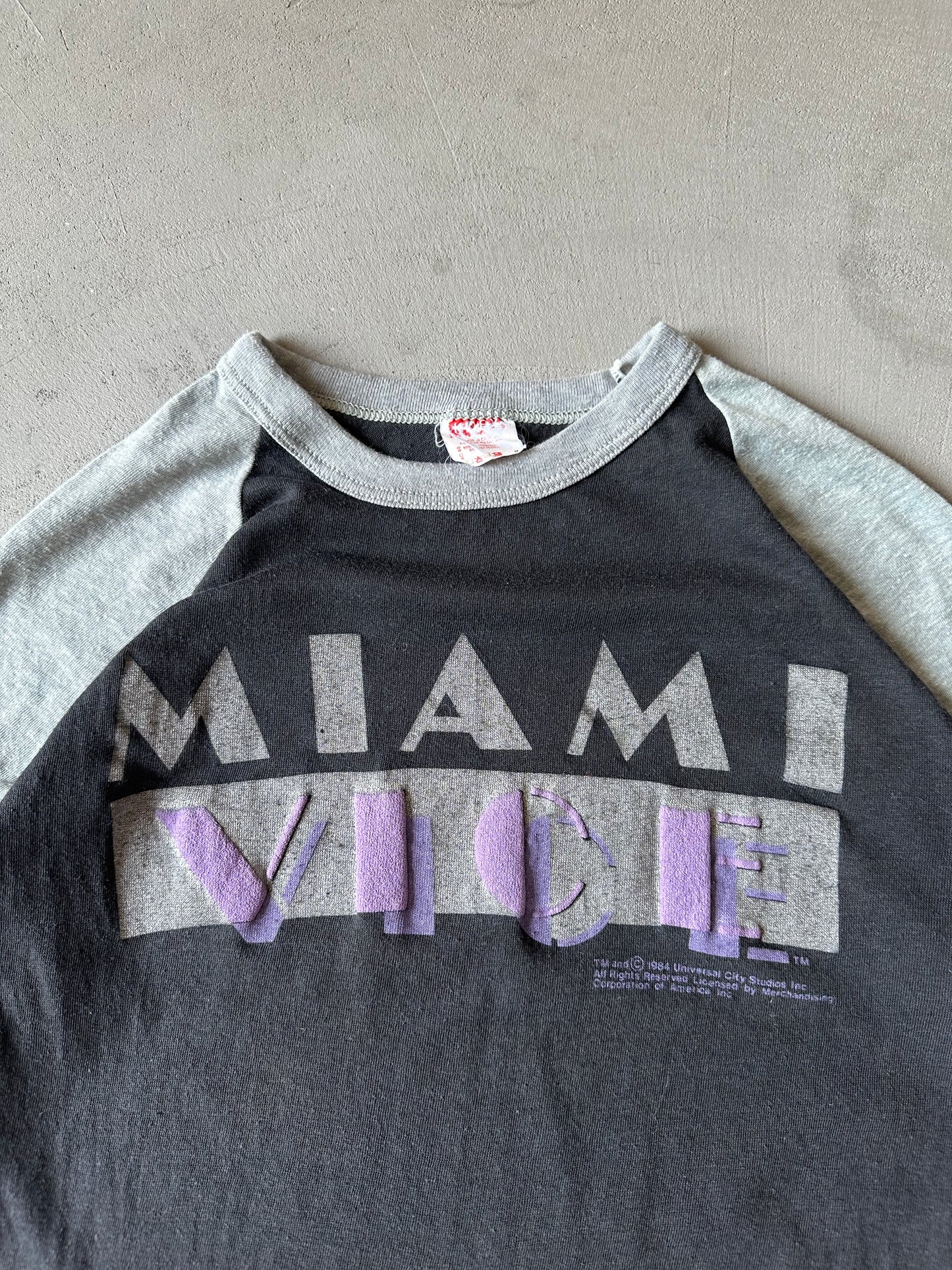 1980s - Black/Grey Miami Vice Baseball T-Shirt - XS