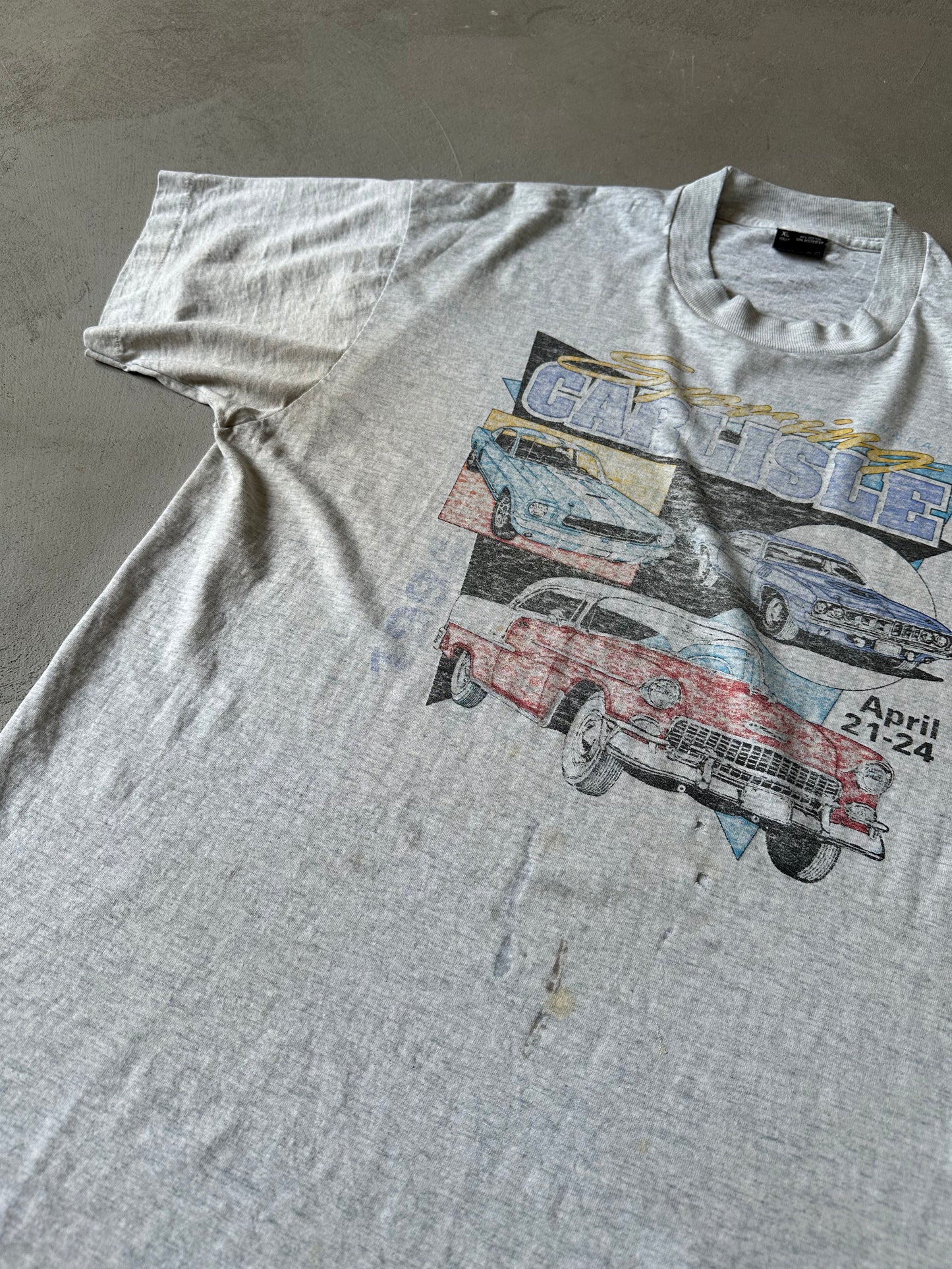 1990s - Distressed Gray Carlisle T-Shirt - L/XL
