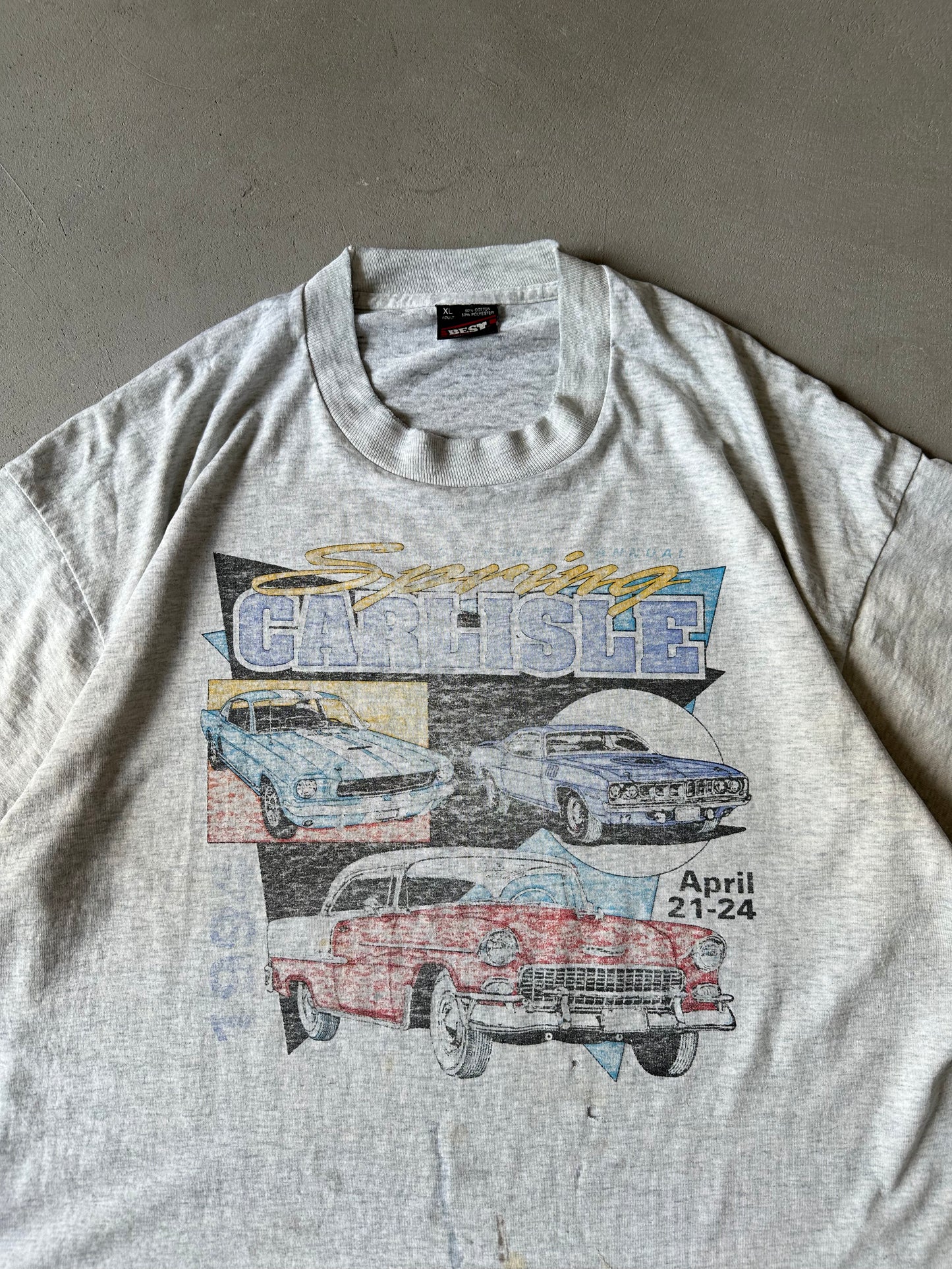 1990s - Distressed Gray Carlisle T-Shirt - L/XL