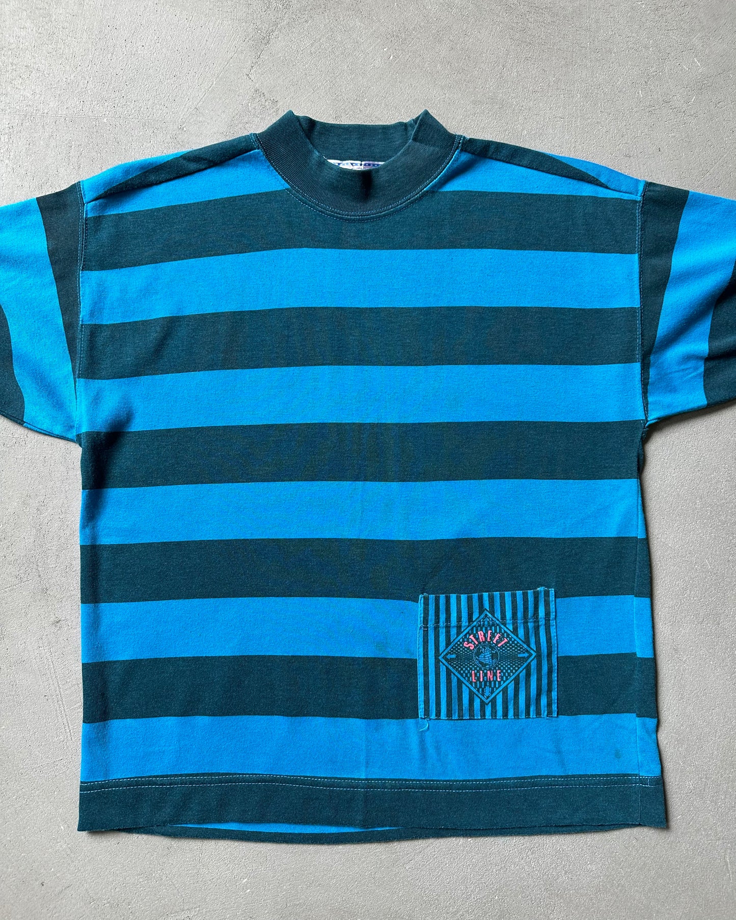 1990s - Blue Striped T-Shirt - XS