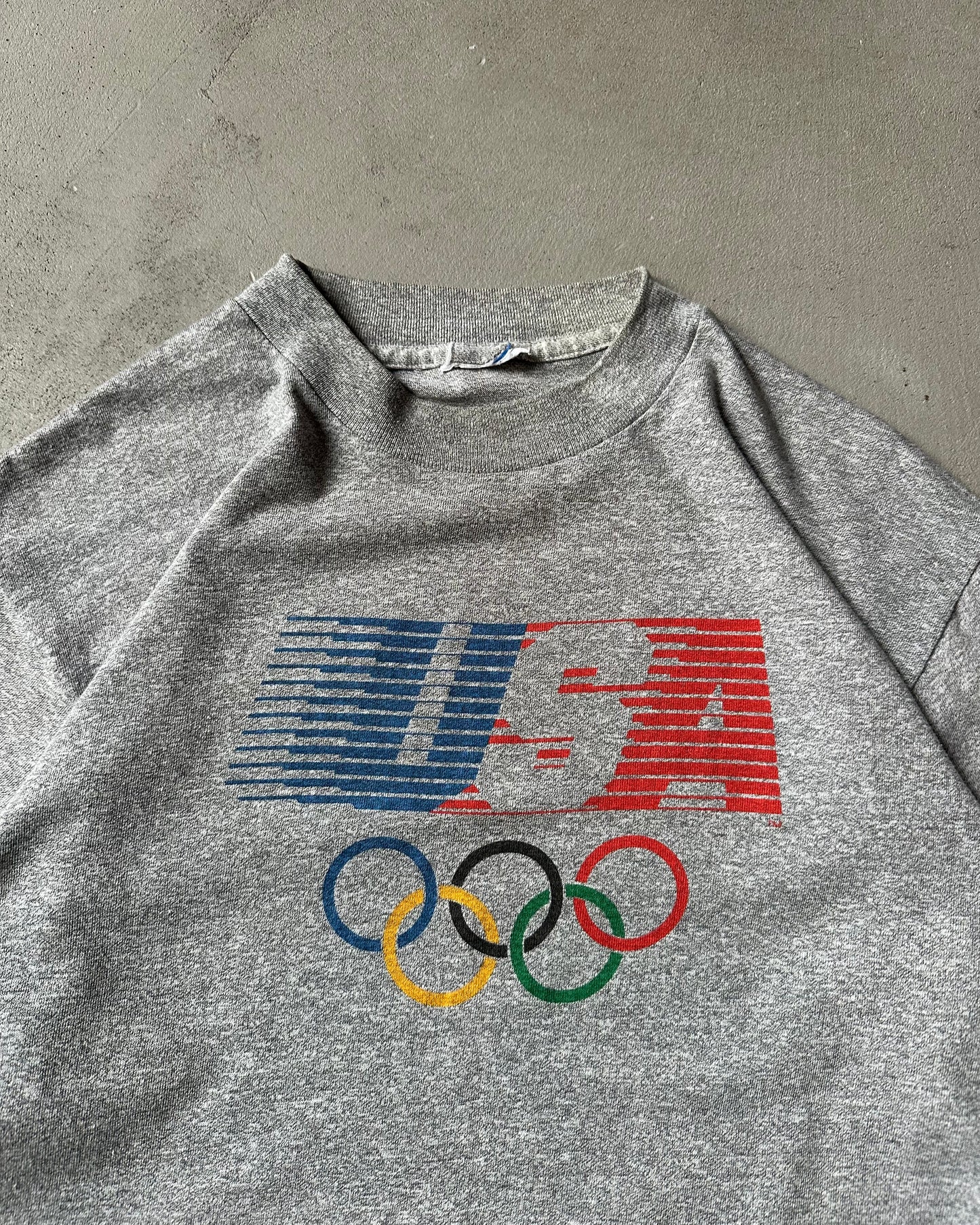 1980s - Heather Grey USA Olympics Longsleeve - M