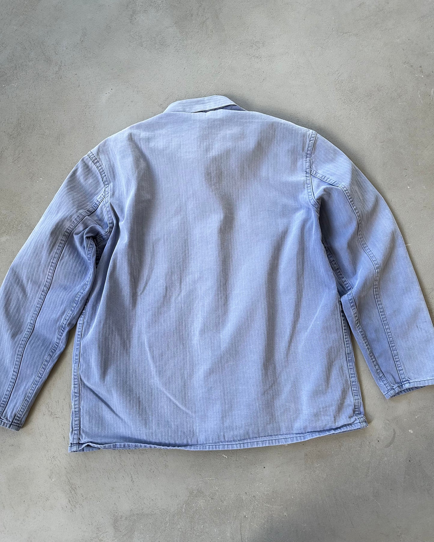 1990s - Faded Blue HBT Chore Overshirt - M