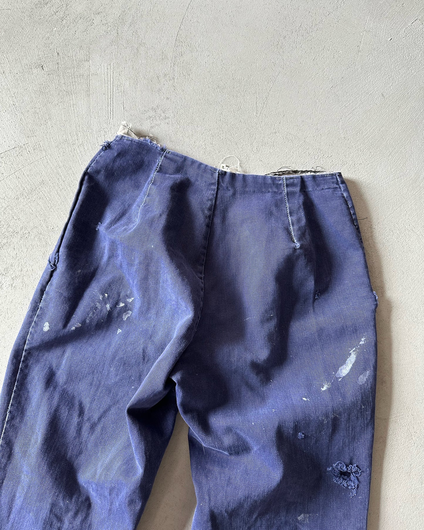 1970s - Distressed Navy Hand Made Pants - 23x25.5