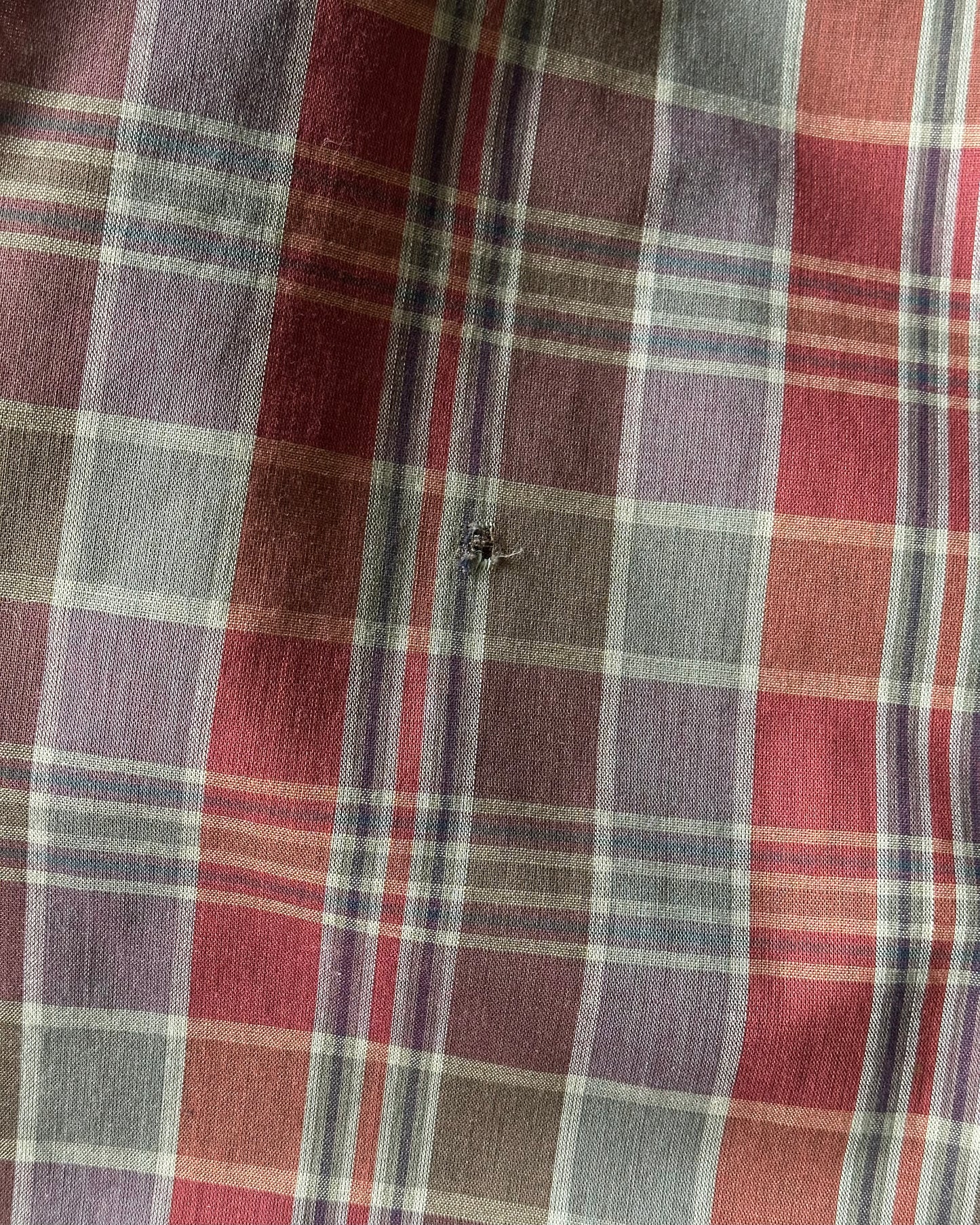 1970s - Burgundy Plaid Overshirt - M