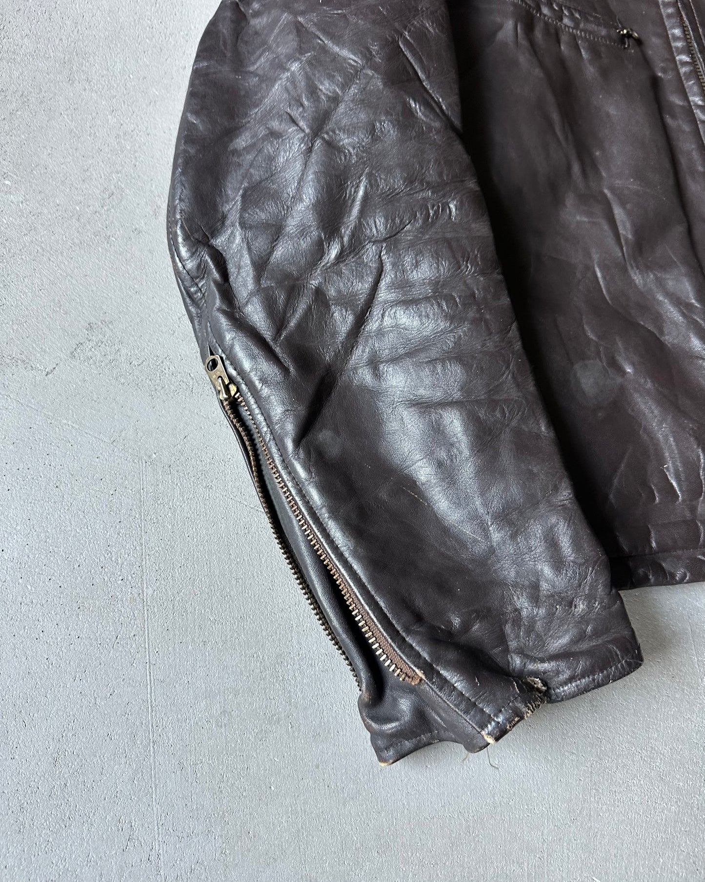 1960s - Dark Brown Cafe Leather Jacket - M