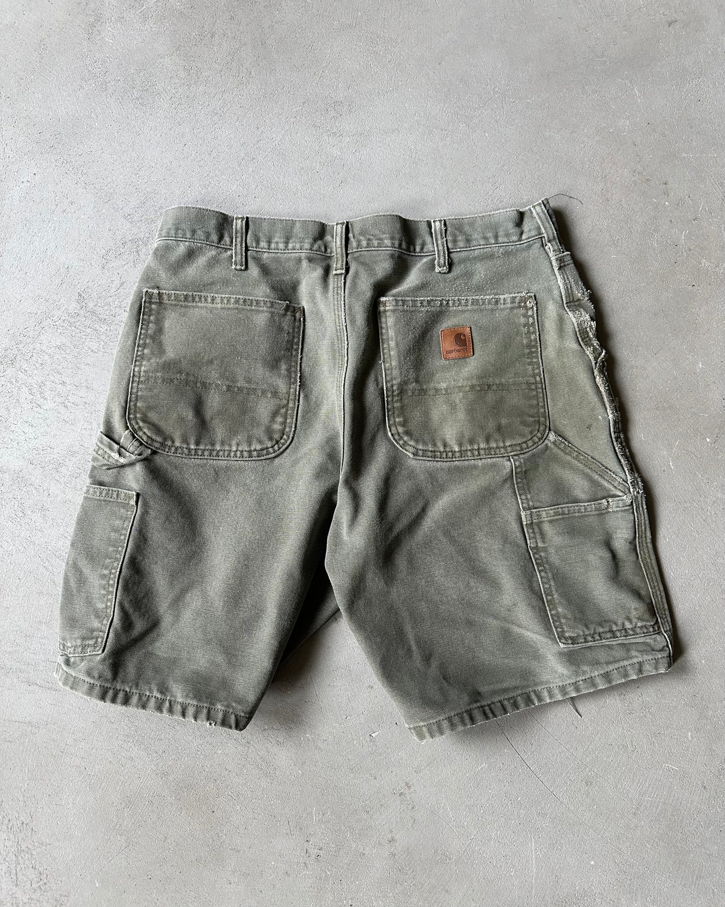 2000s - Green Distressed Carhartt Shorts - 33