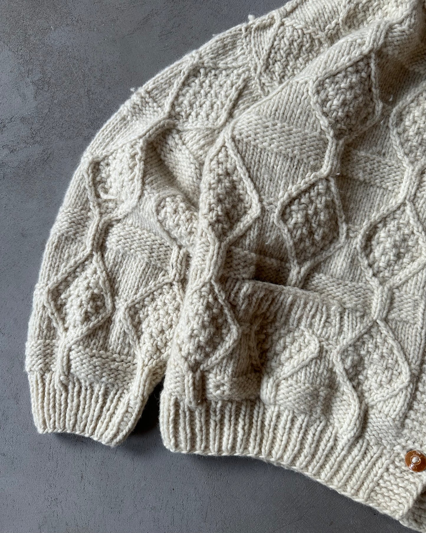 1990s - Cream Ecuadorian Wool Cardigan - XL/XXL