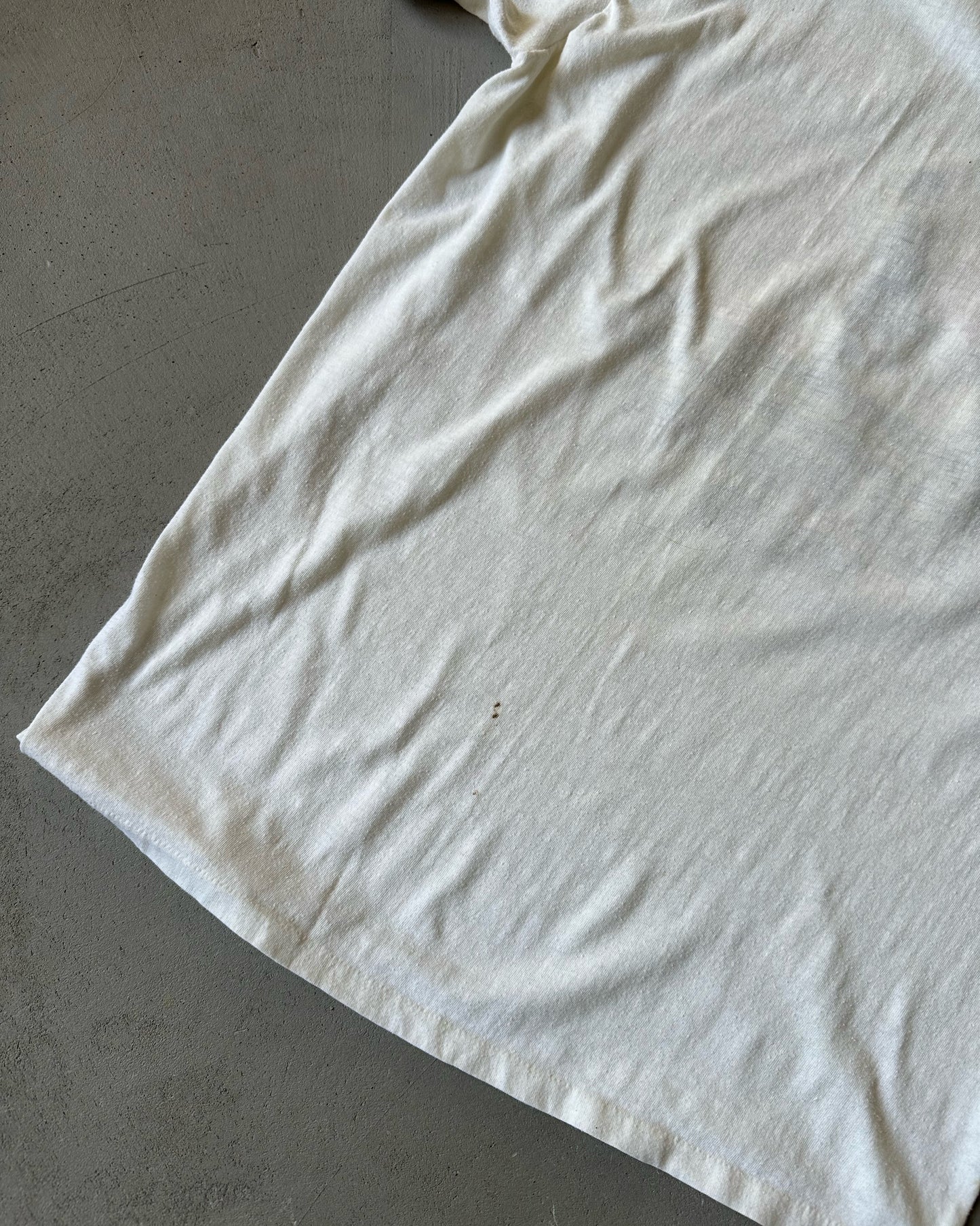 1980s - White/Navy Skylon Ringer T-Shirt - S