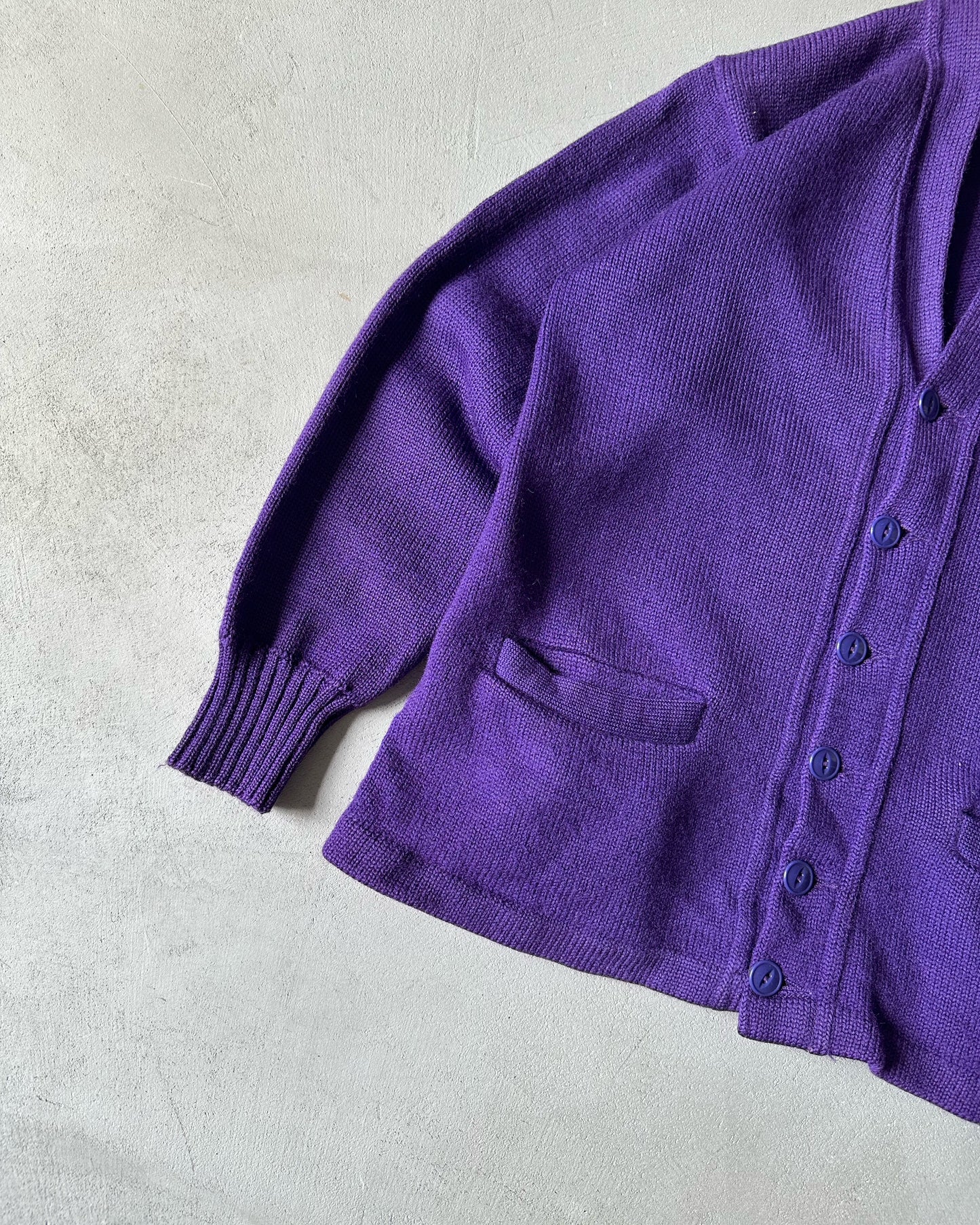 1960s - Purple Wool Cardigan - XS