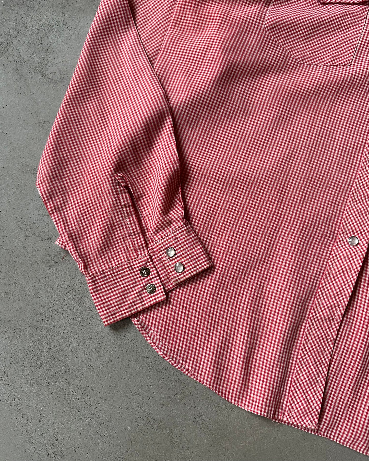 1980s - Redd/White LEE Gingham Pearl Snap Shirt - (W)L