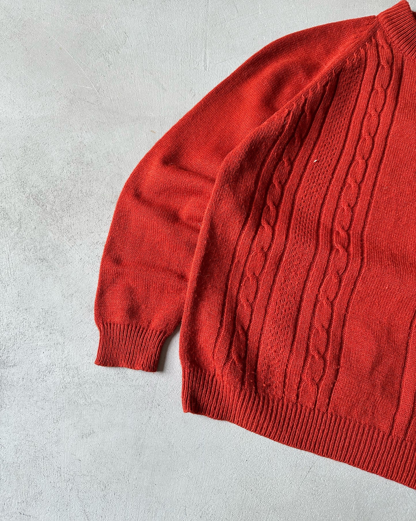 1970s - Burnt Orange Cableknit Sweater - (W)S