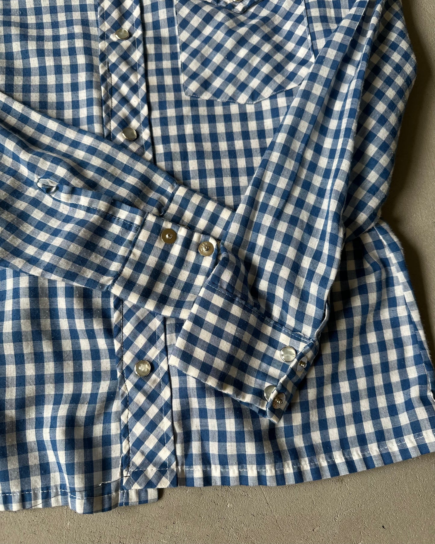 1980s - White/Blue Women's Western Shirt - (W)XS